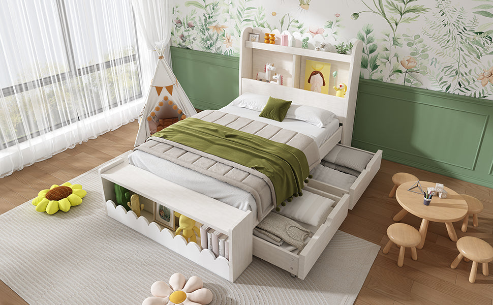Logidon kinderbed 90x200 wit eiken opberglades