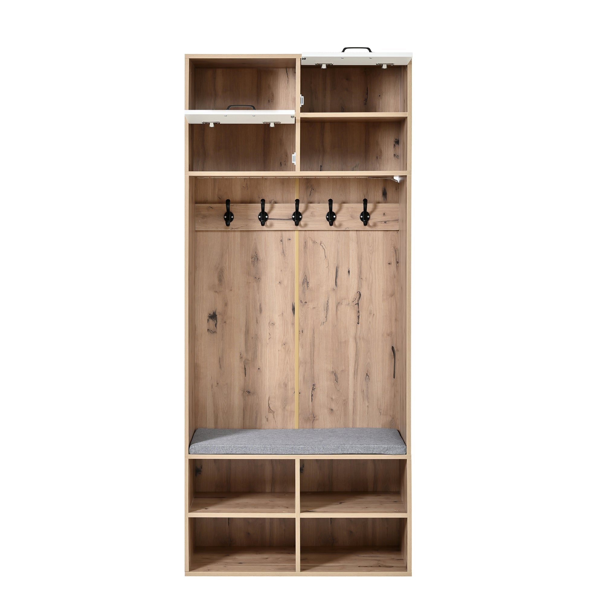 Logidon garderobekast met bank en 5 haken naturel wit 80x35x185cm