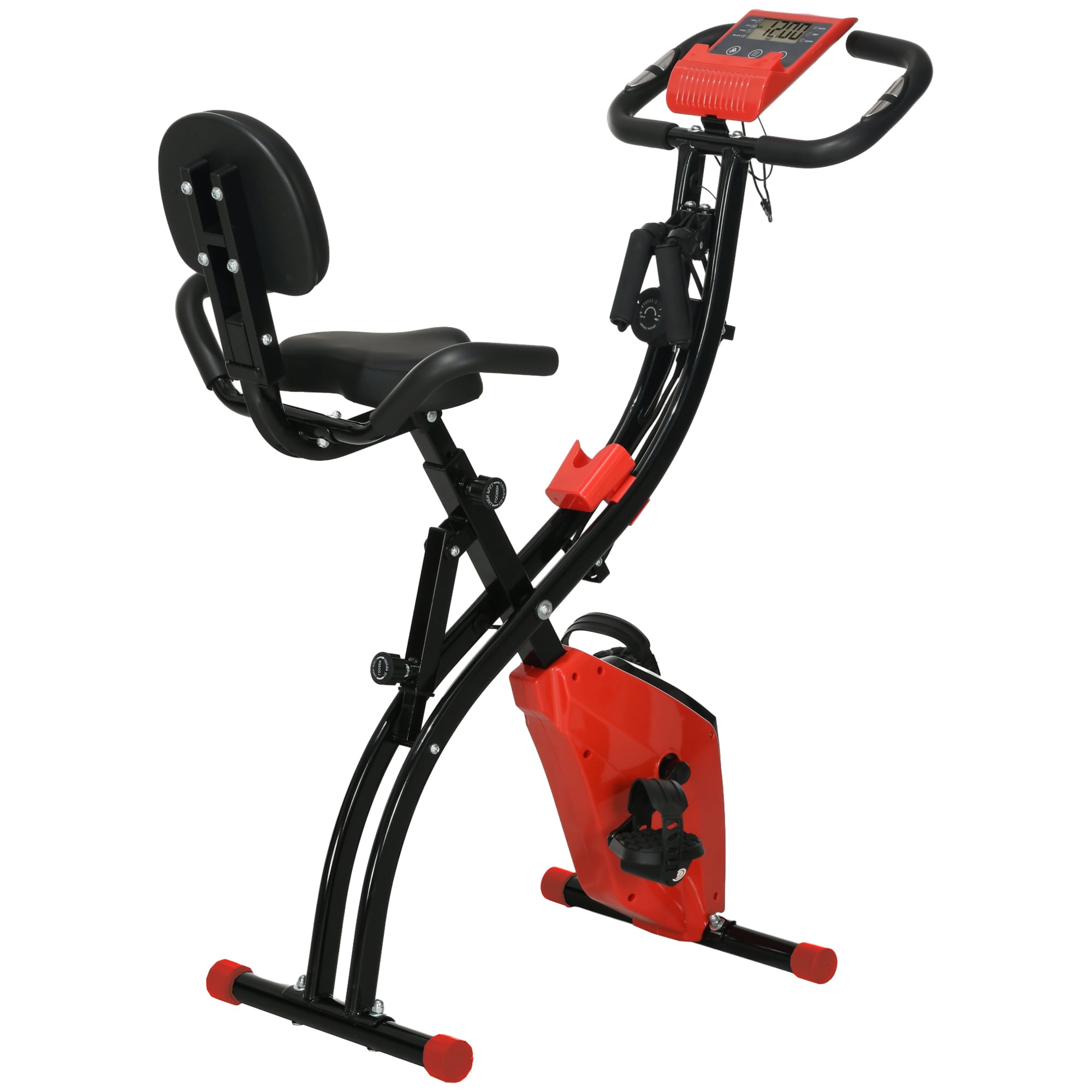 Logidon 2-in-1 hometrainer rood LCD-display Magnetische weerstand met 8 niveaus