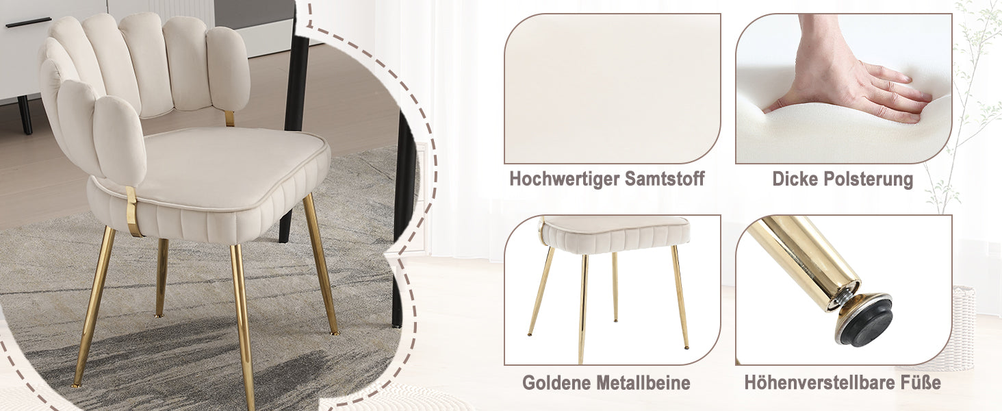 Logidon Modern Velvet Living Room Chairs Ivory Velvet Set of 2