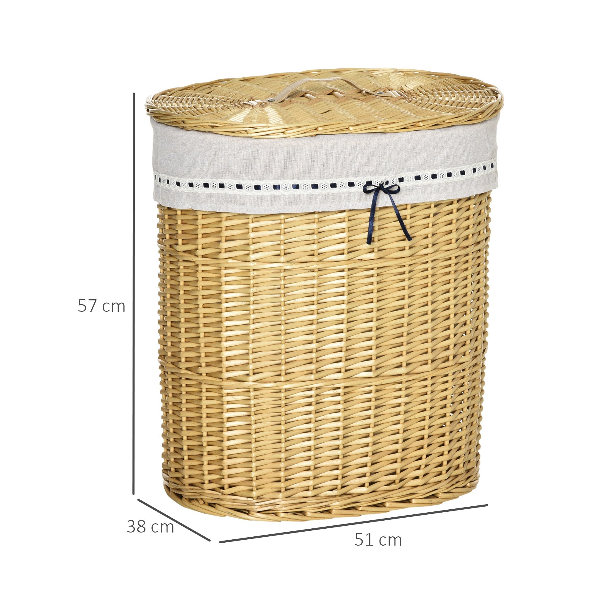 Logidon wasmand met deksel van riet 100 L naturel 51x38x57cm