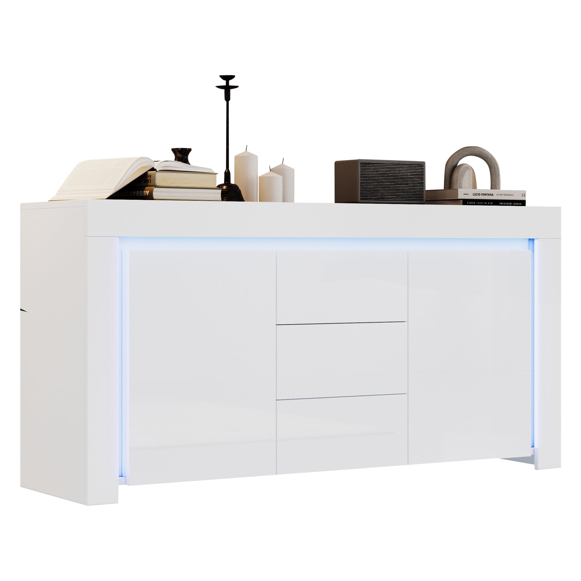 Logidon wit hoogglans dressoir 140x40x65 cm met LED verlichting