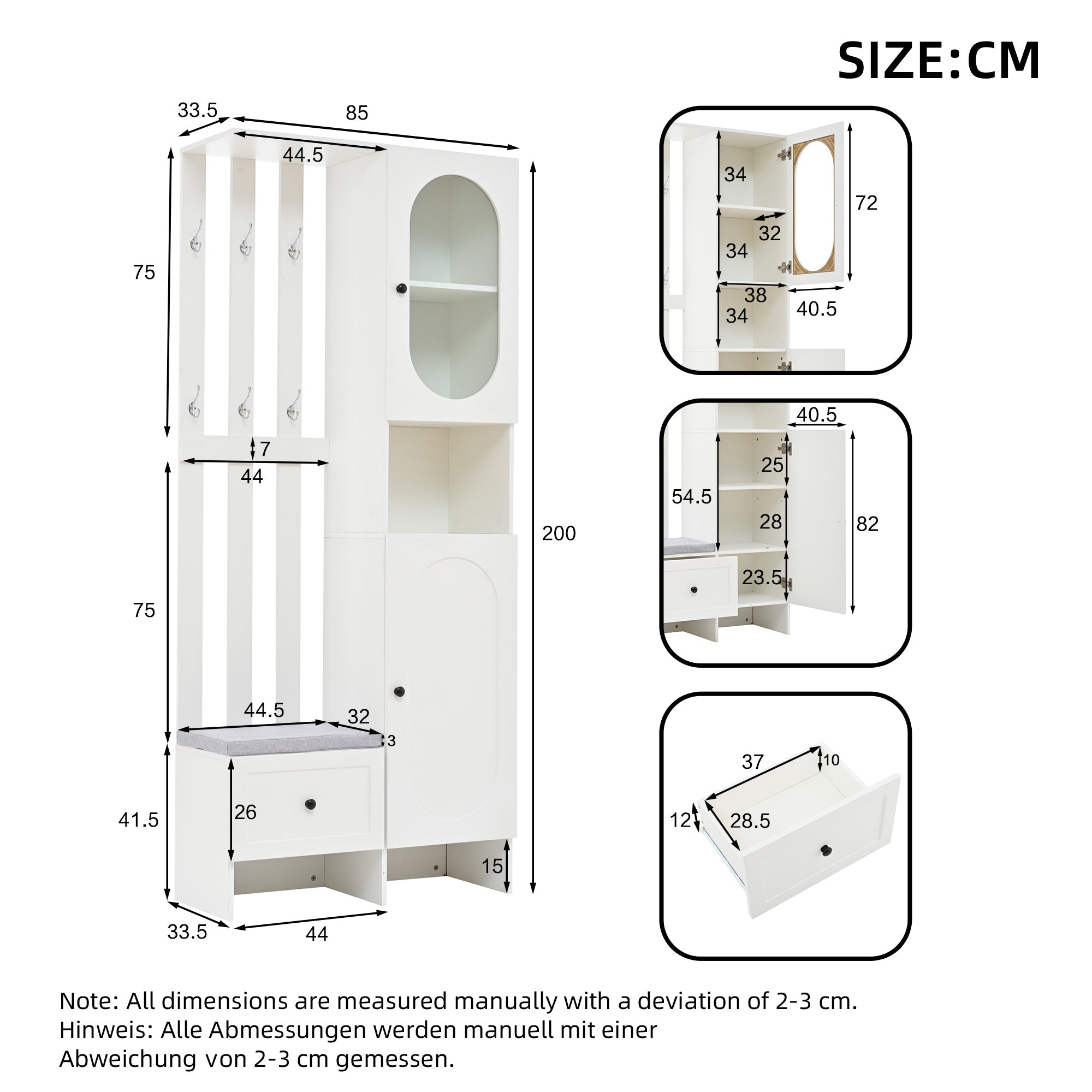 Logidon compacte kledingkast 85x33,5x200 cm wit 2 kasten