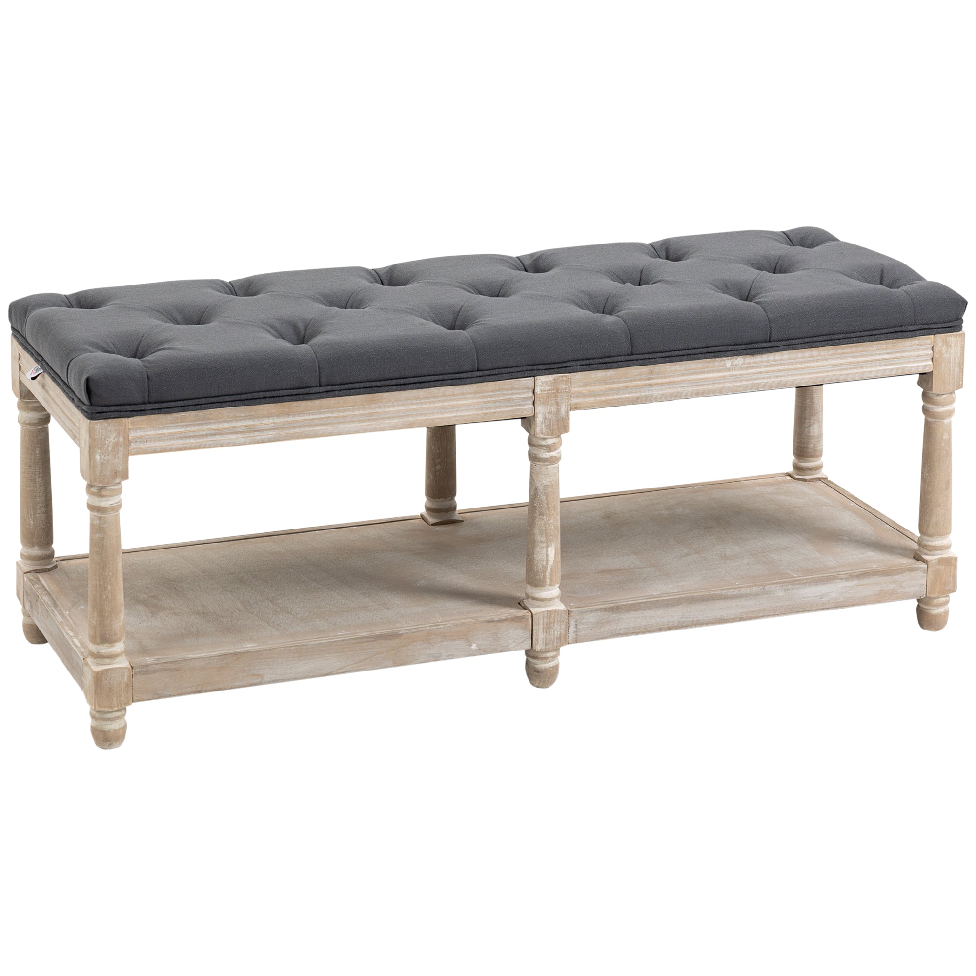 Logidon schoenenbank met zitje en opbergruimte in linnenlook 115x40x48 cm
