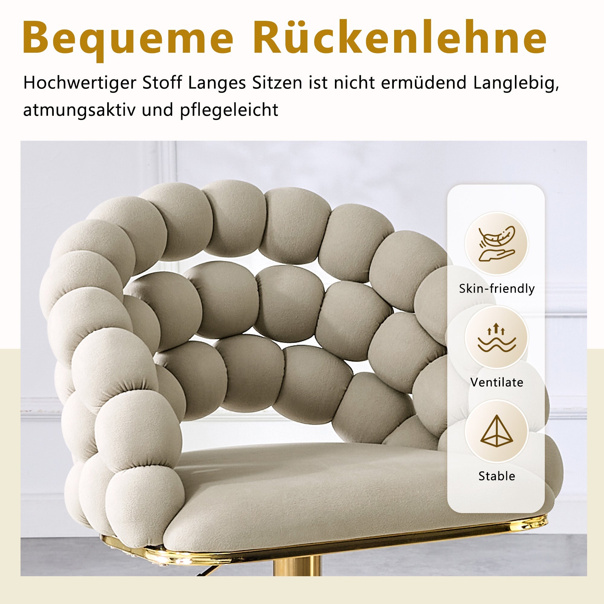 Logidon grijze fluwelen barkrukken set van 2 kogelketting rugleuning gouden frame