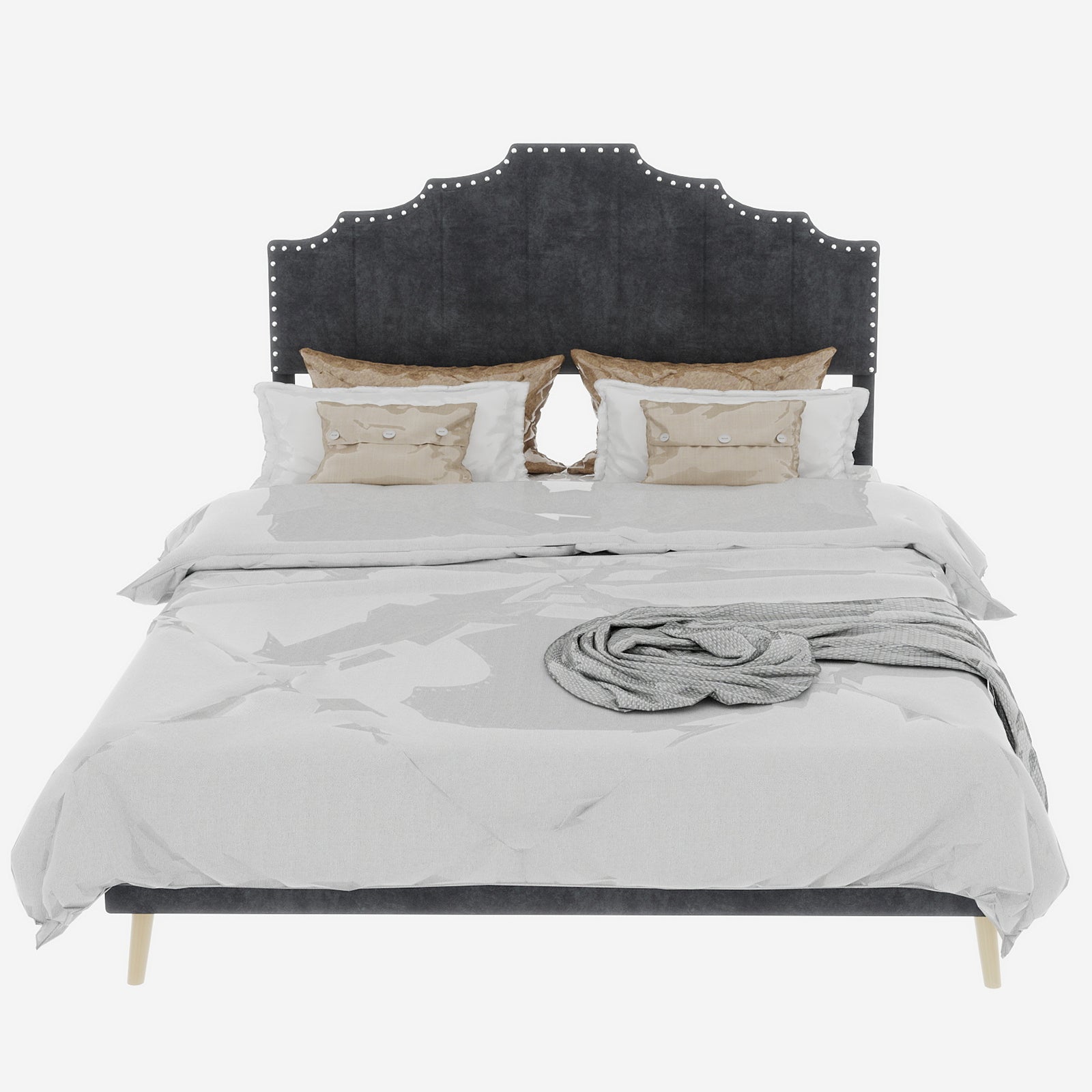Logidon stoffen bed 160x200 cm grijs met hoofdeinde
