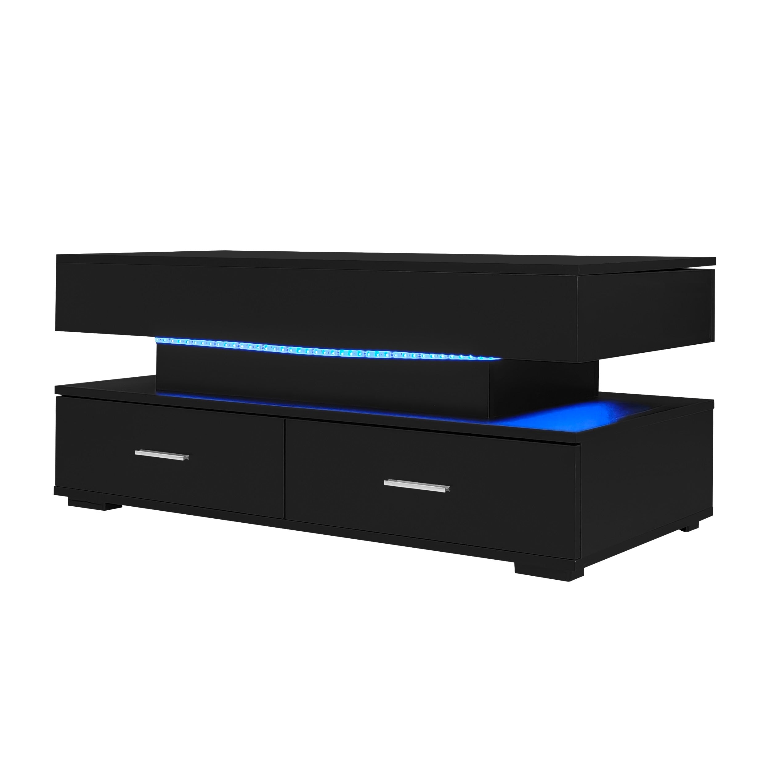 Logidon Verstelbare Salontafel 100x50x44 cm Zwart LED Verlichting