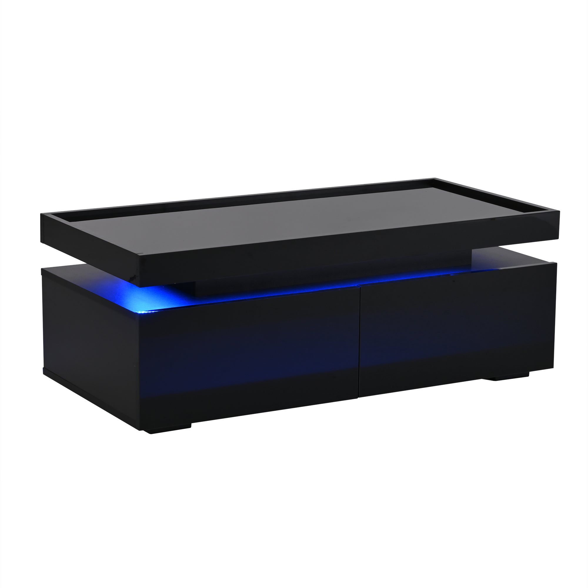 Logidon hoogglans salontafel 95x45x35 cm met LED verlichting zwart