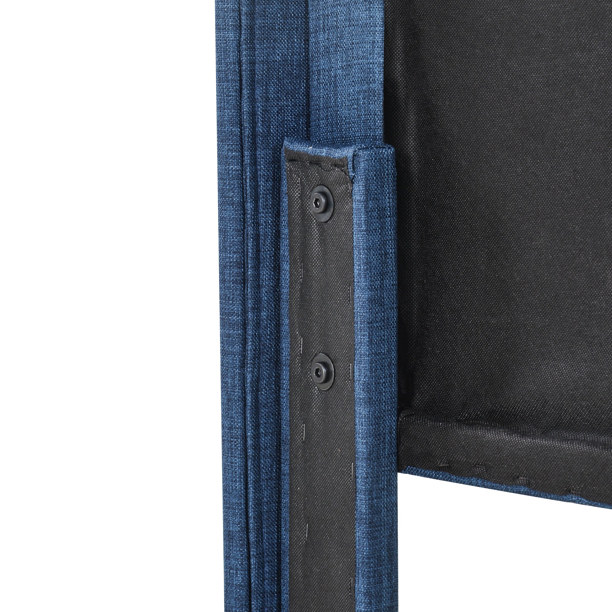 Logidon gestoffeerd bed 90x200 blauw linnen met gecapitonneerd hoofdeinde