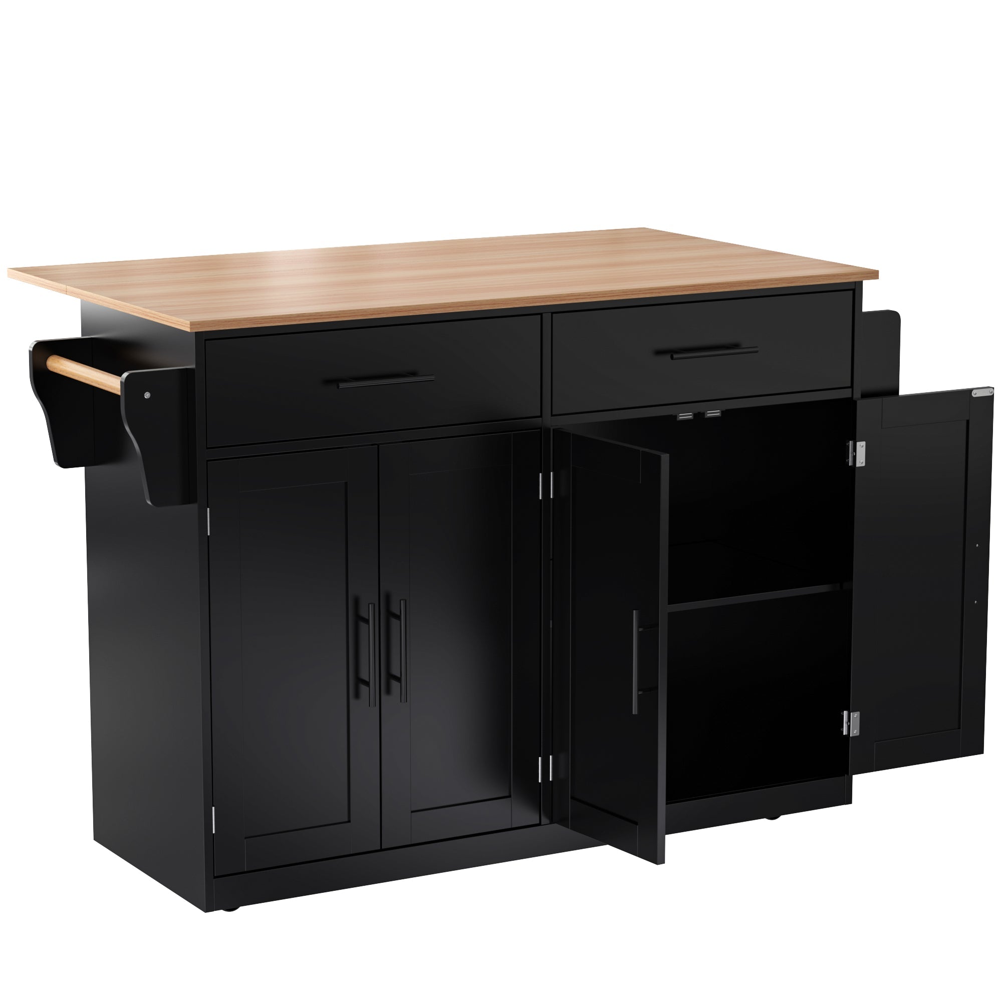 Logidon serving trolley with folding table top black 120x46x91 cm