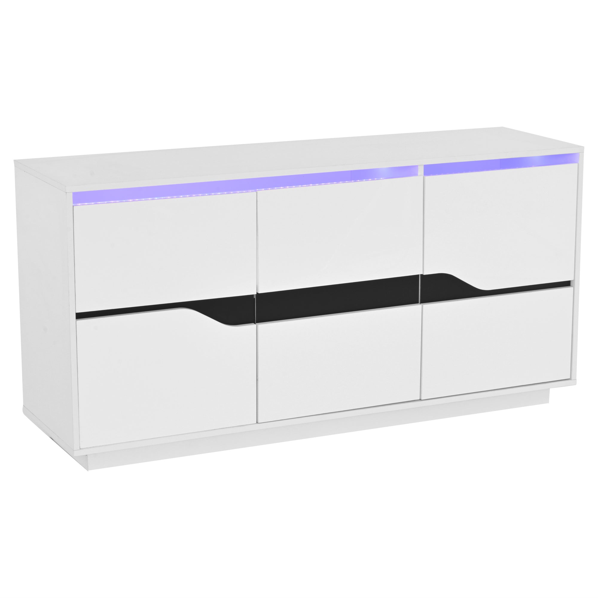 Logidon Sideboard 140x40x76 Cm White Black With 3 Doors LED