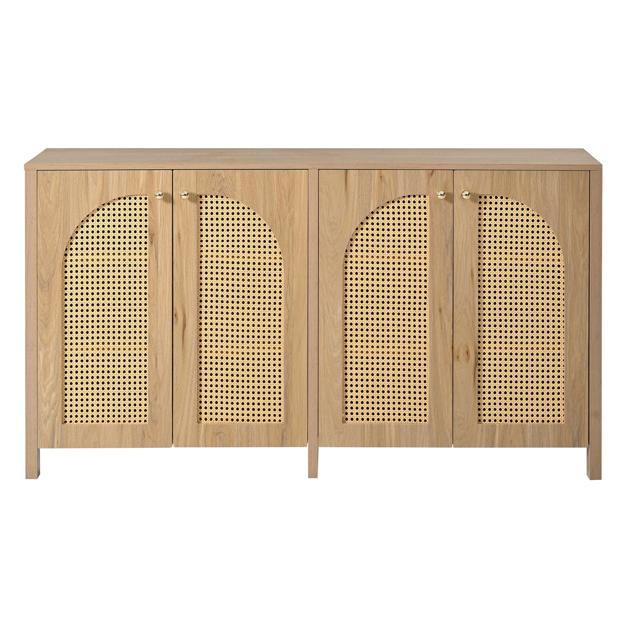 Logidon Dressoir 145x40x80 cm met vier rotan deuren natuurlijk hout