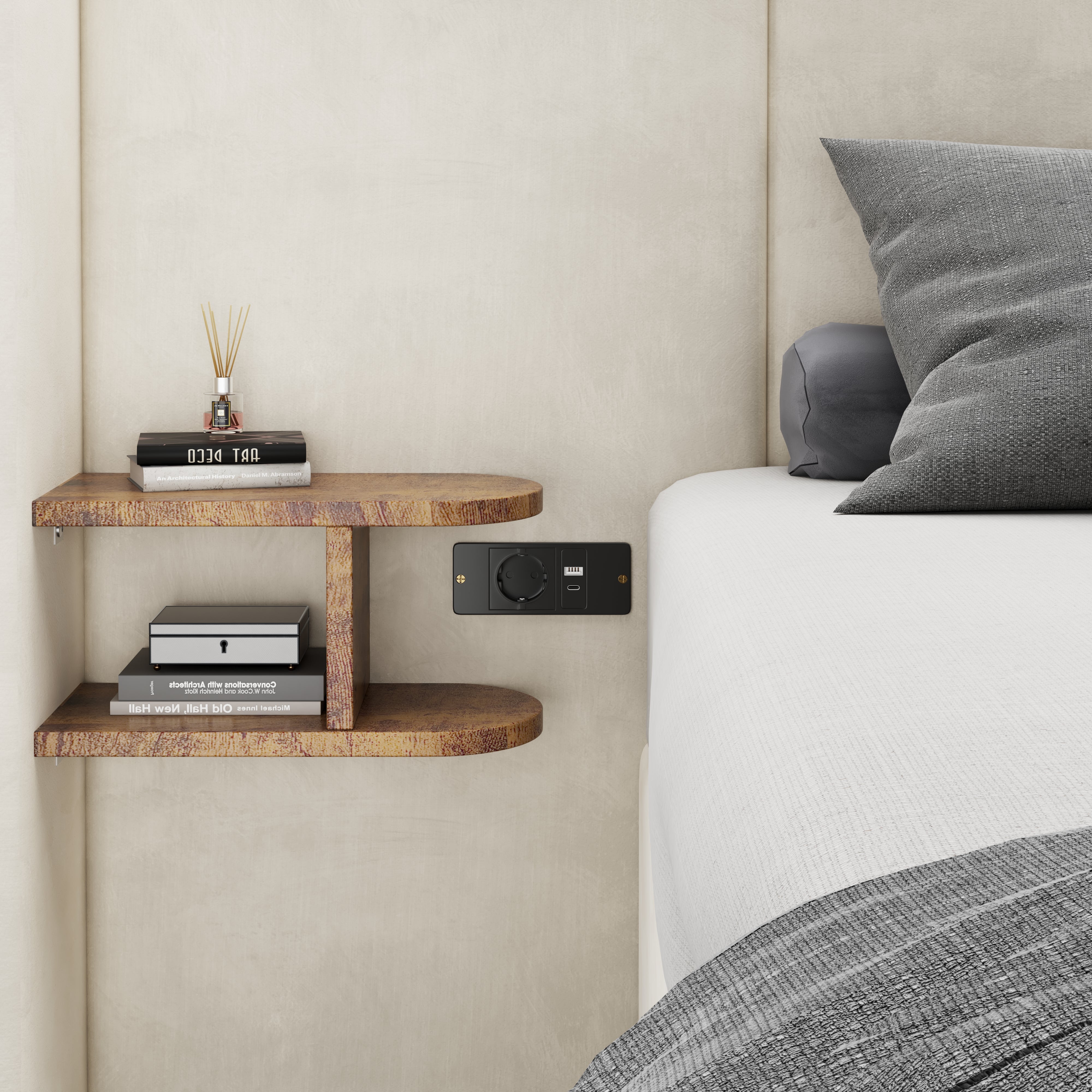 Logidon gestoffeerd bed 160x200 beige fluweel met USB-aansluitingen opbergruimte