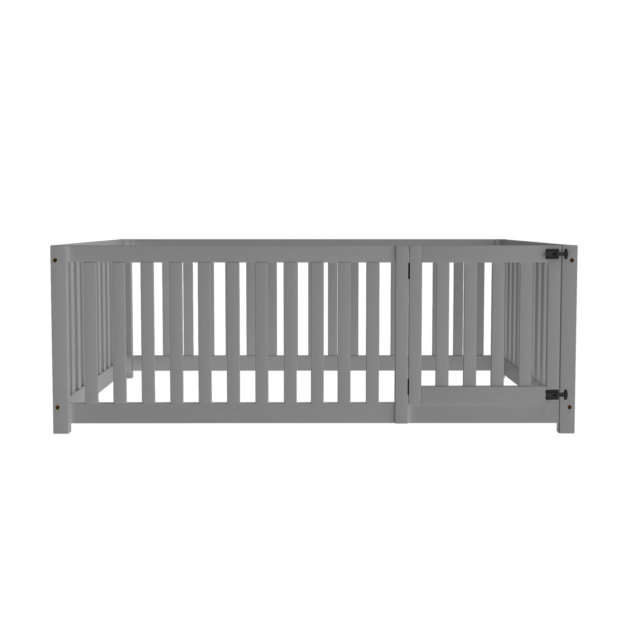 Logidon Kinderbed 140 x 200 Grijs met Deur en Hekhout