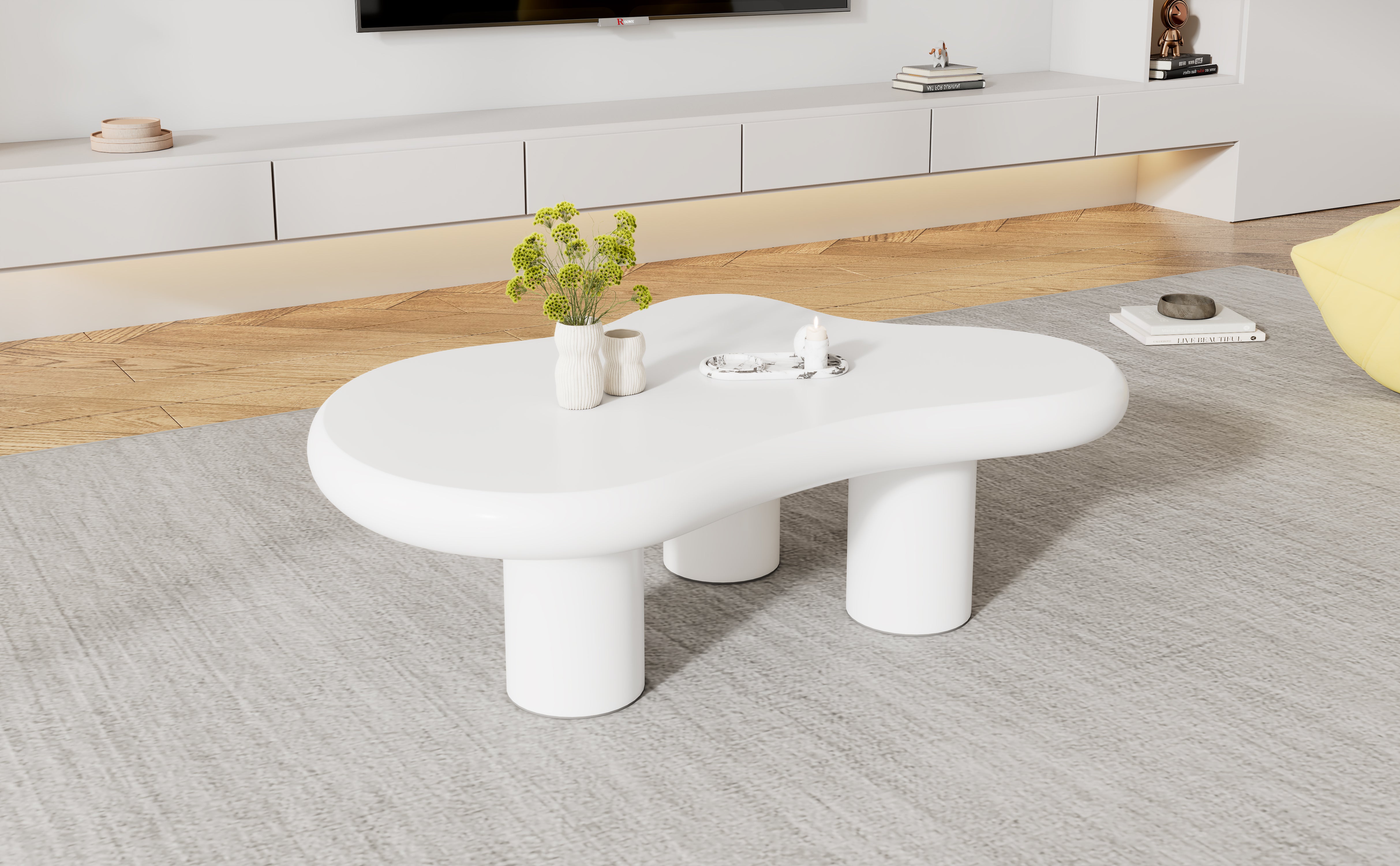 Logidon wolkvormige salontafel wit 97x67x32 cm MDF gelakt oppervlak