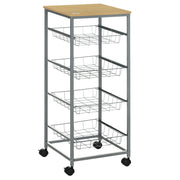 Logidon serving trolley silver 36.5x36.5x89 cm with metal baskets