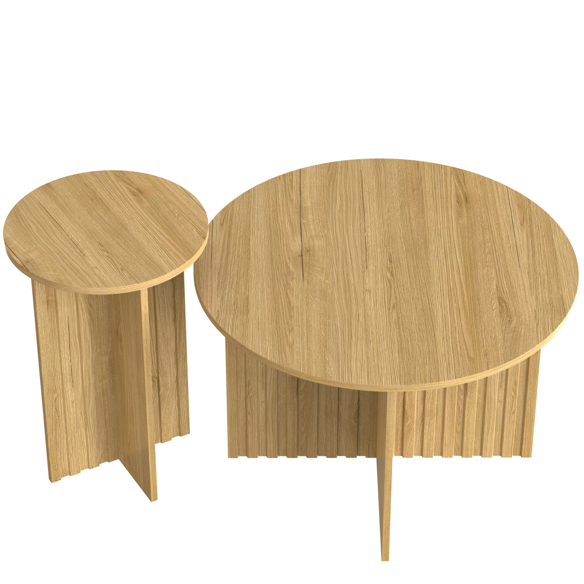 Logidon Nesttafelset 2-delig Naturel Hout Rond 76 Cm Scandinavisch