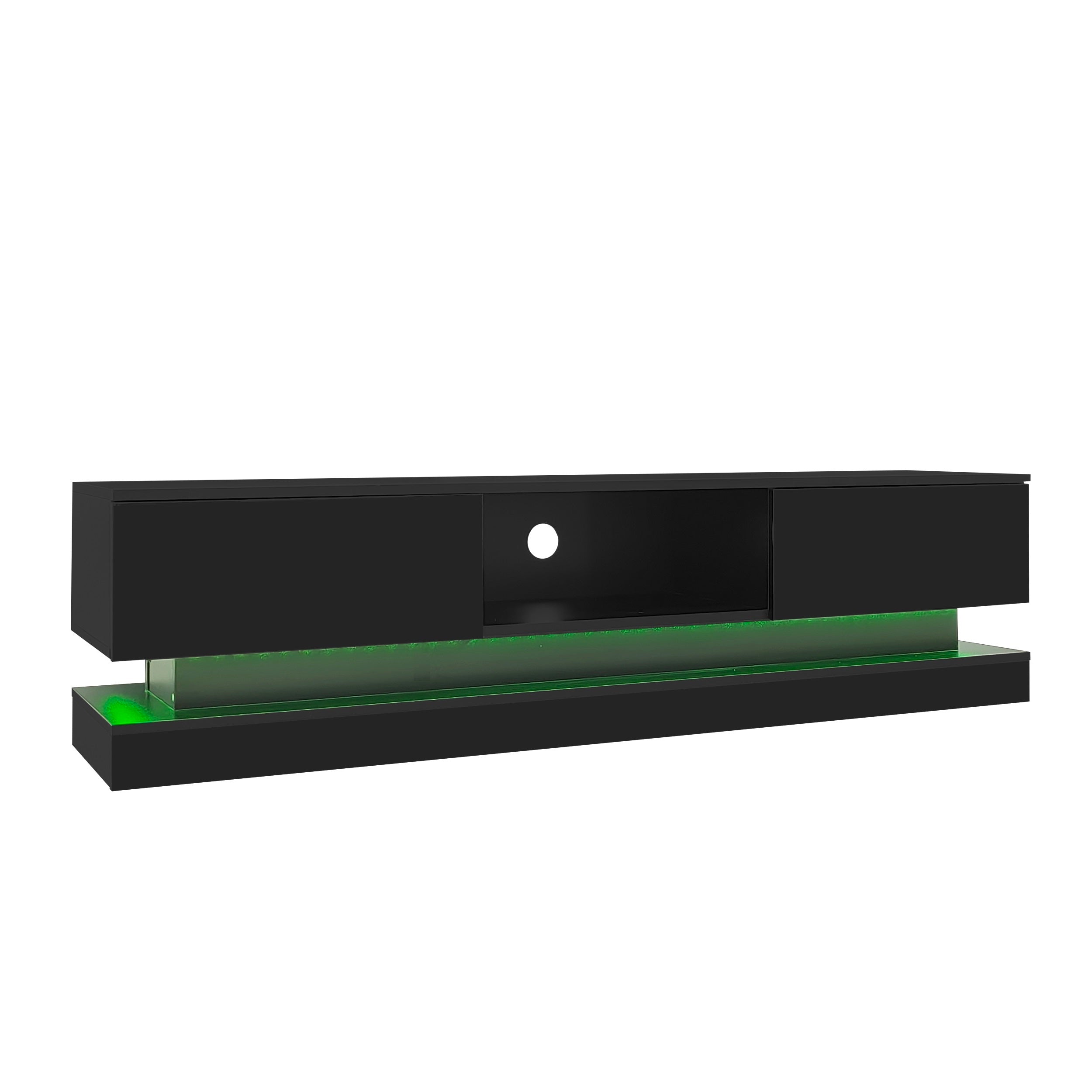 Logidon Zwart Hoogglans TV-meubel 160 CM Met LED 2 Laden