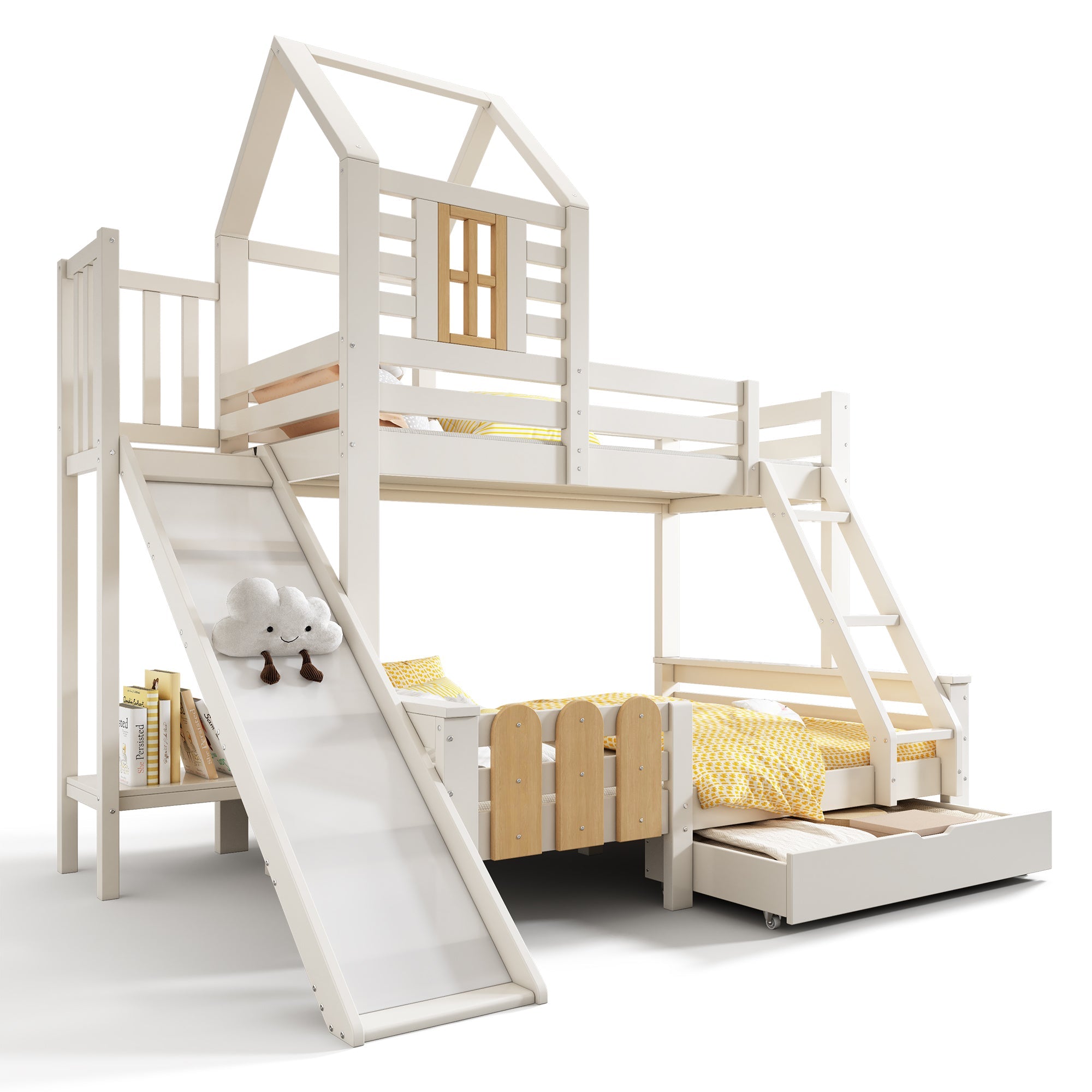 Logidon stapelbed 90x200/140x200 schuiflaadladder blokhut design