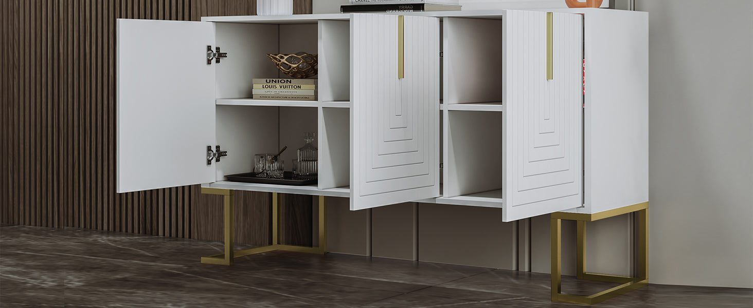 Logidon Dressoir 3 Deuren Met Verstelbare Planken Wit 138 x 40 x 80 cm