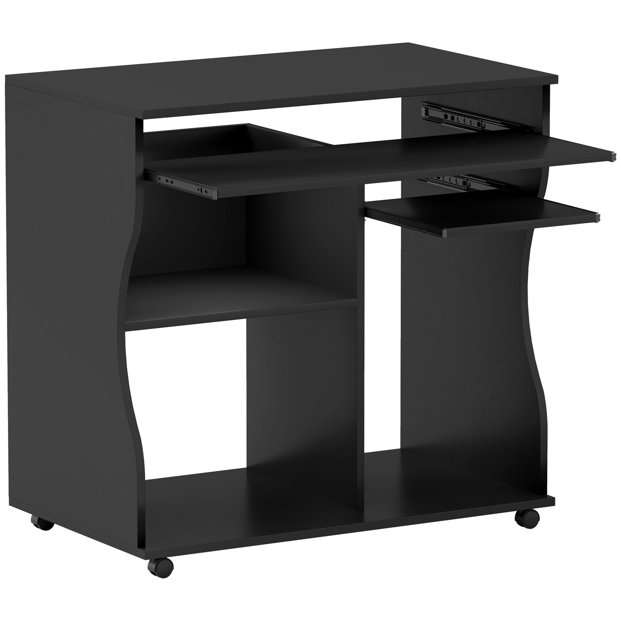 Logidon computer table black wheels keyboard shelf 80 x 48 x 75 cm