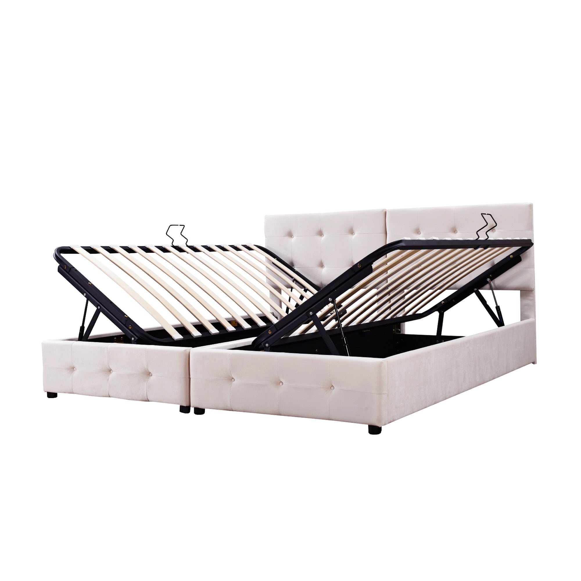 Logidon gestoffeerd bed 180x200 cm hydraulisch opbergbed beige