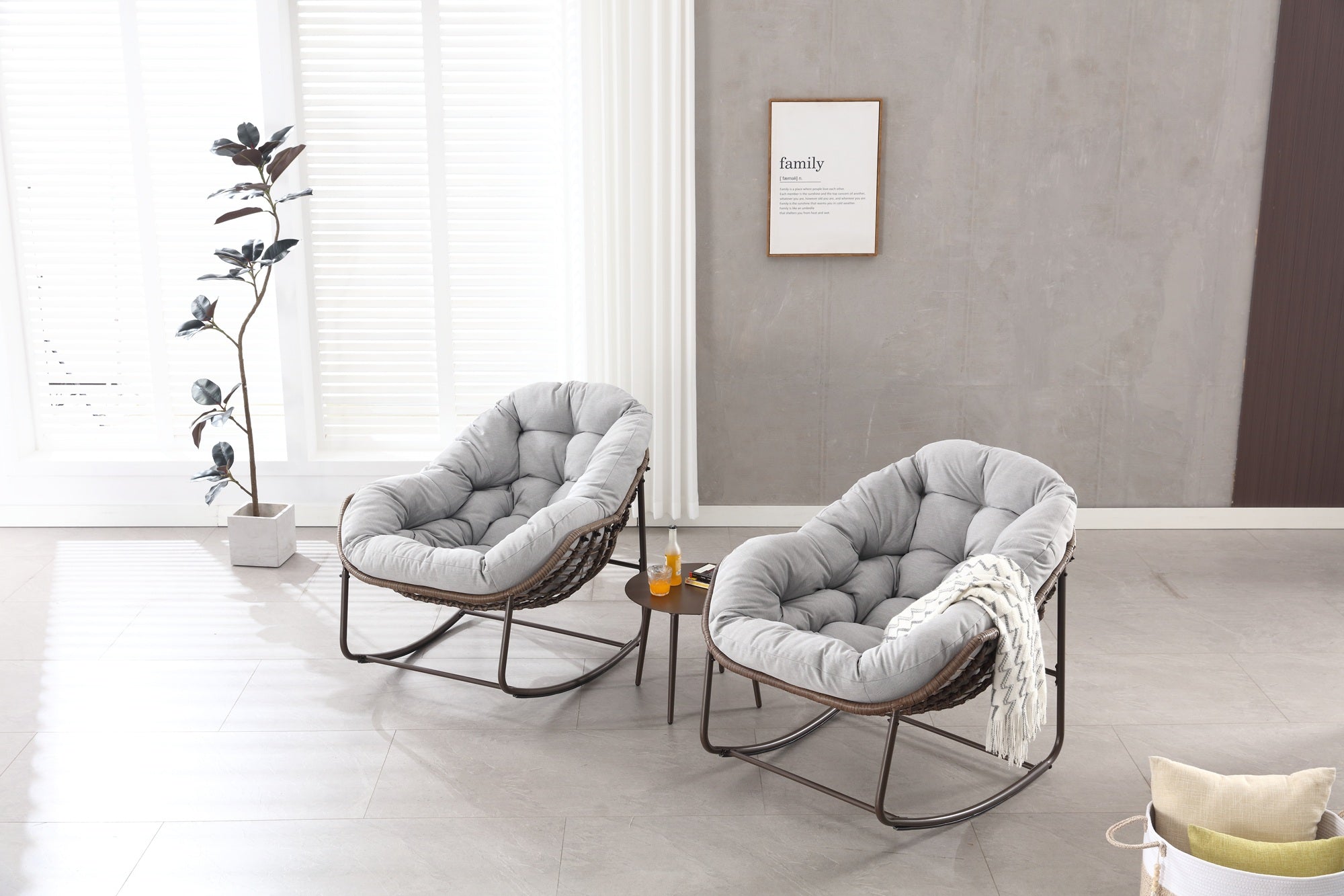 Logidon Outdoor Schommelstoel XXL Rieten Egg Chair Grijs
