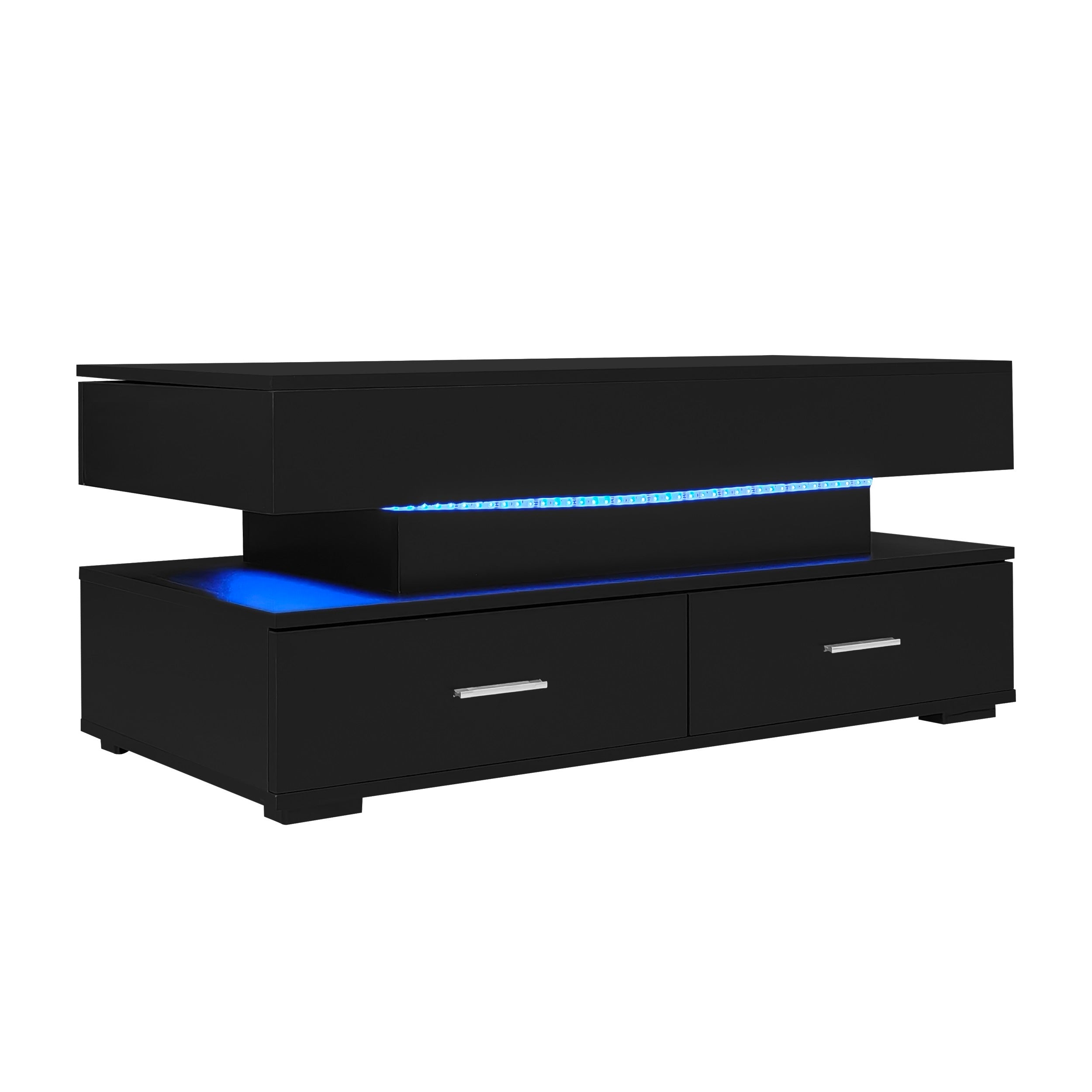 Logidon Verstelbare Salontafel 100x50x44 cm Zwart LED Verlichting