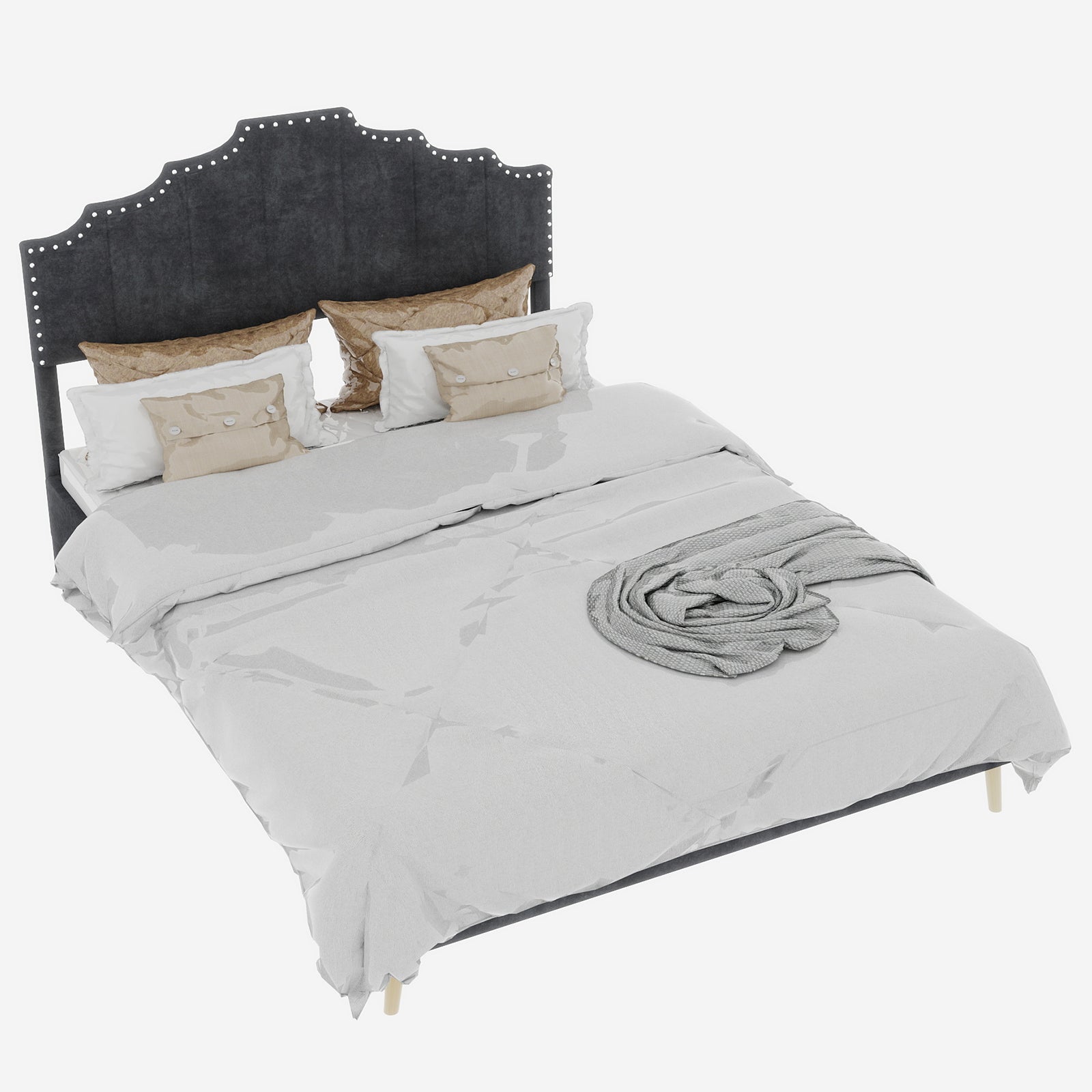 Logidon stoffen bed 160x200 cm grijs met hoofdeinde
