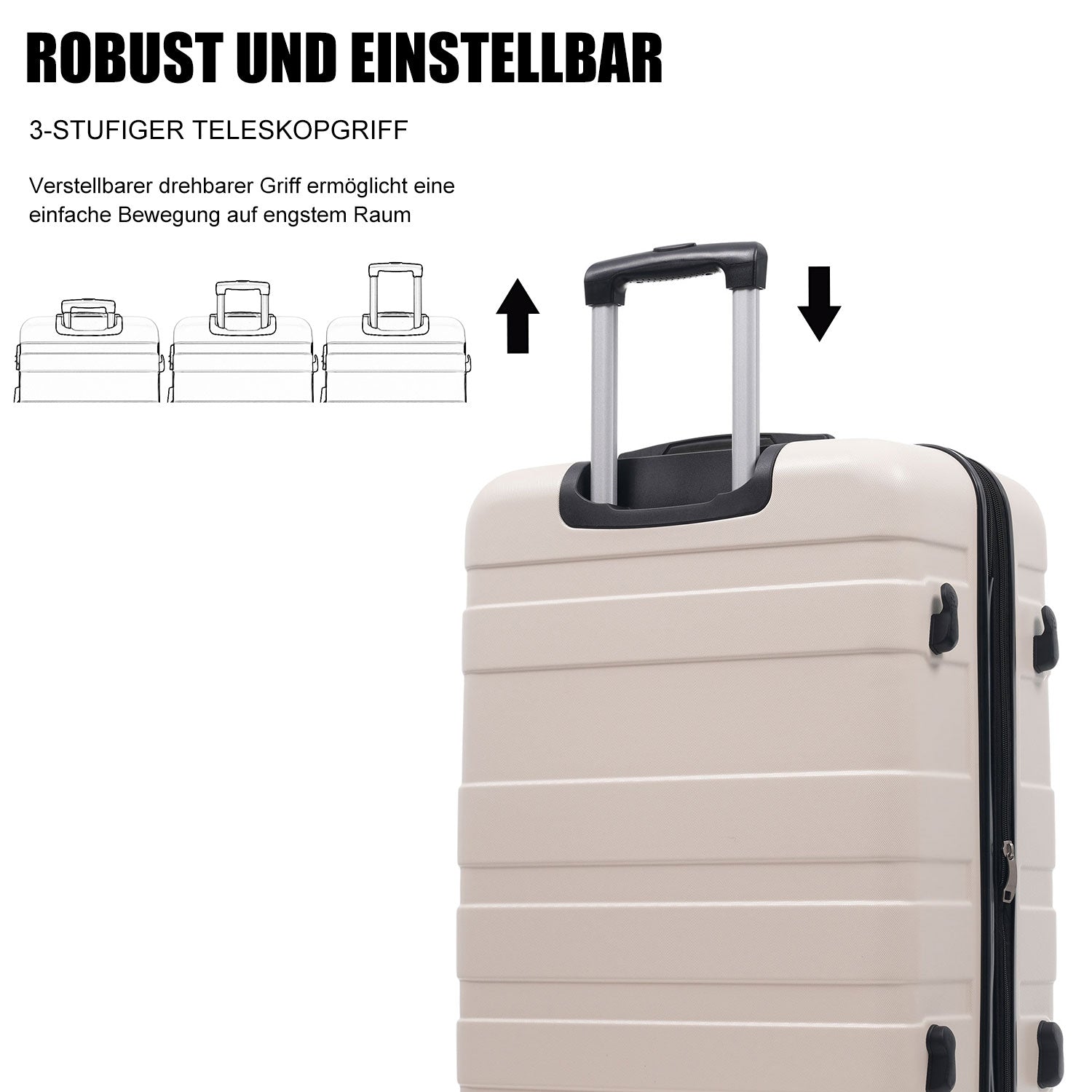 Logidon Hardshell Koffer 28 Inch Beige Zwart 4 Wielen TSA