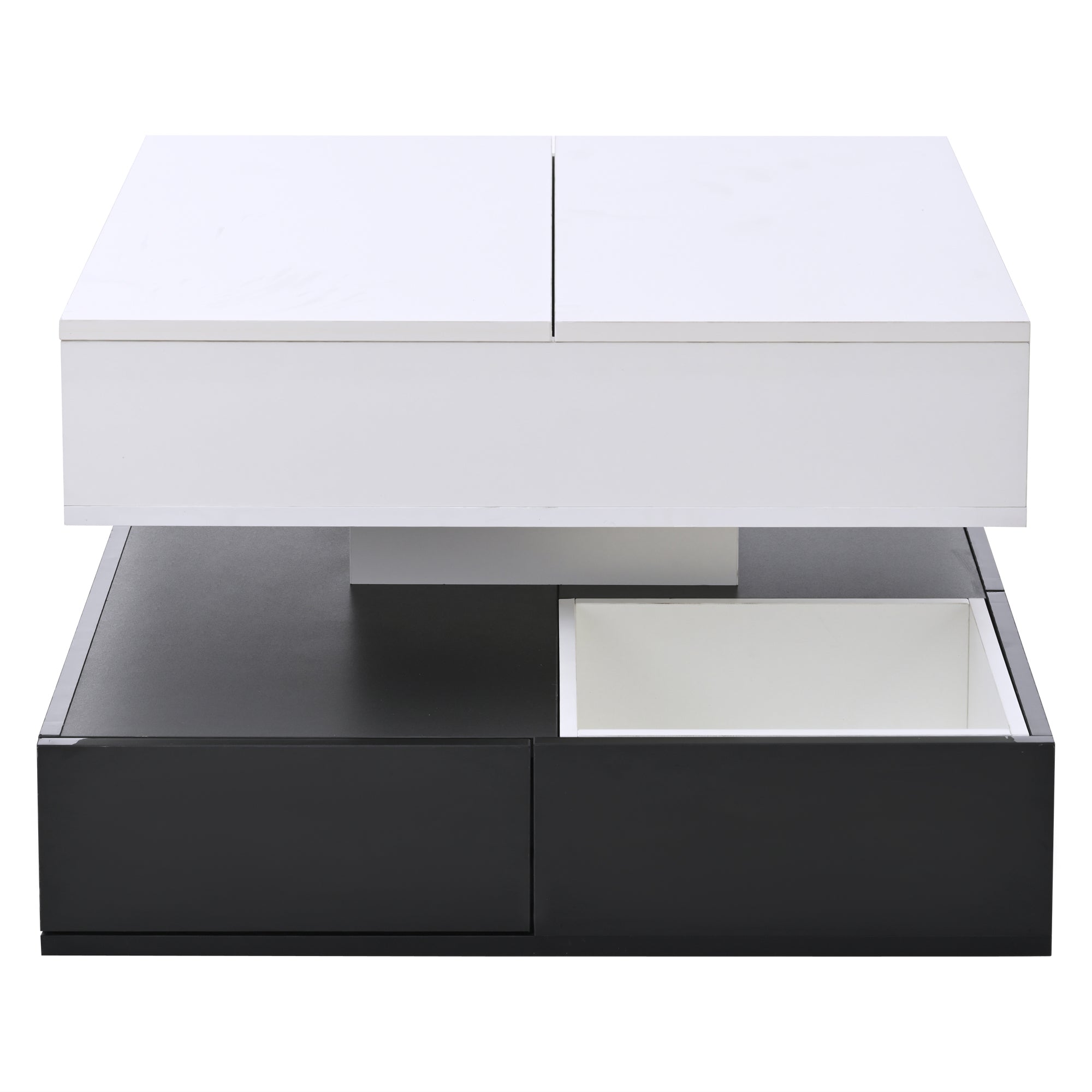 Logidon salontafel 70x70 hefblad 360 graden draaibaar 3 lades wit