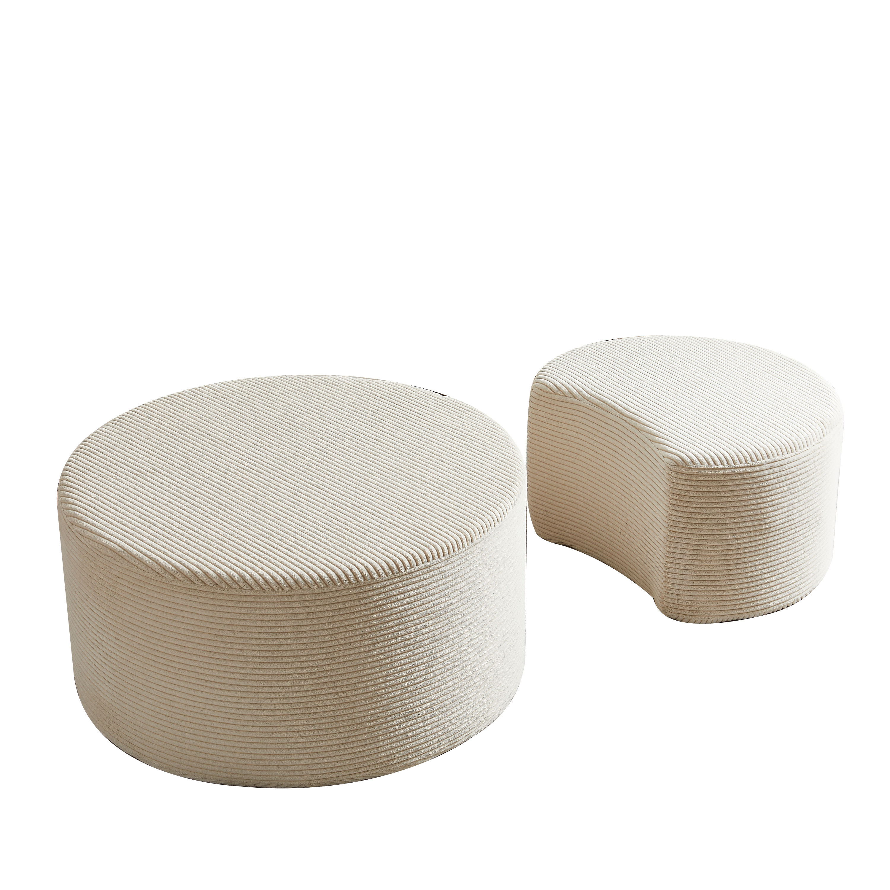 Logidon salontafelset van 2 rond gewatteerde beige stof