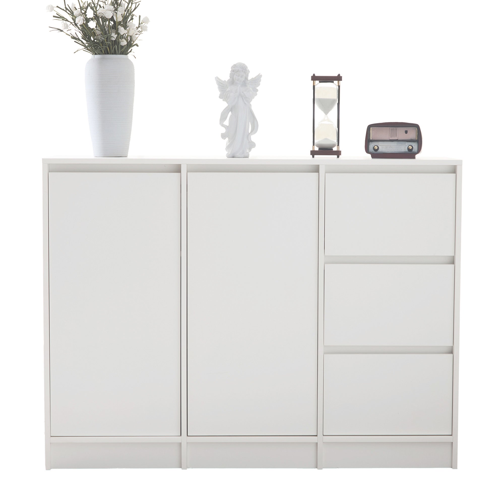 Logidon Modern Sideboard White 120x90x35 cm 2 Doors 3 Drawers