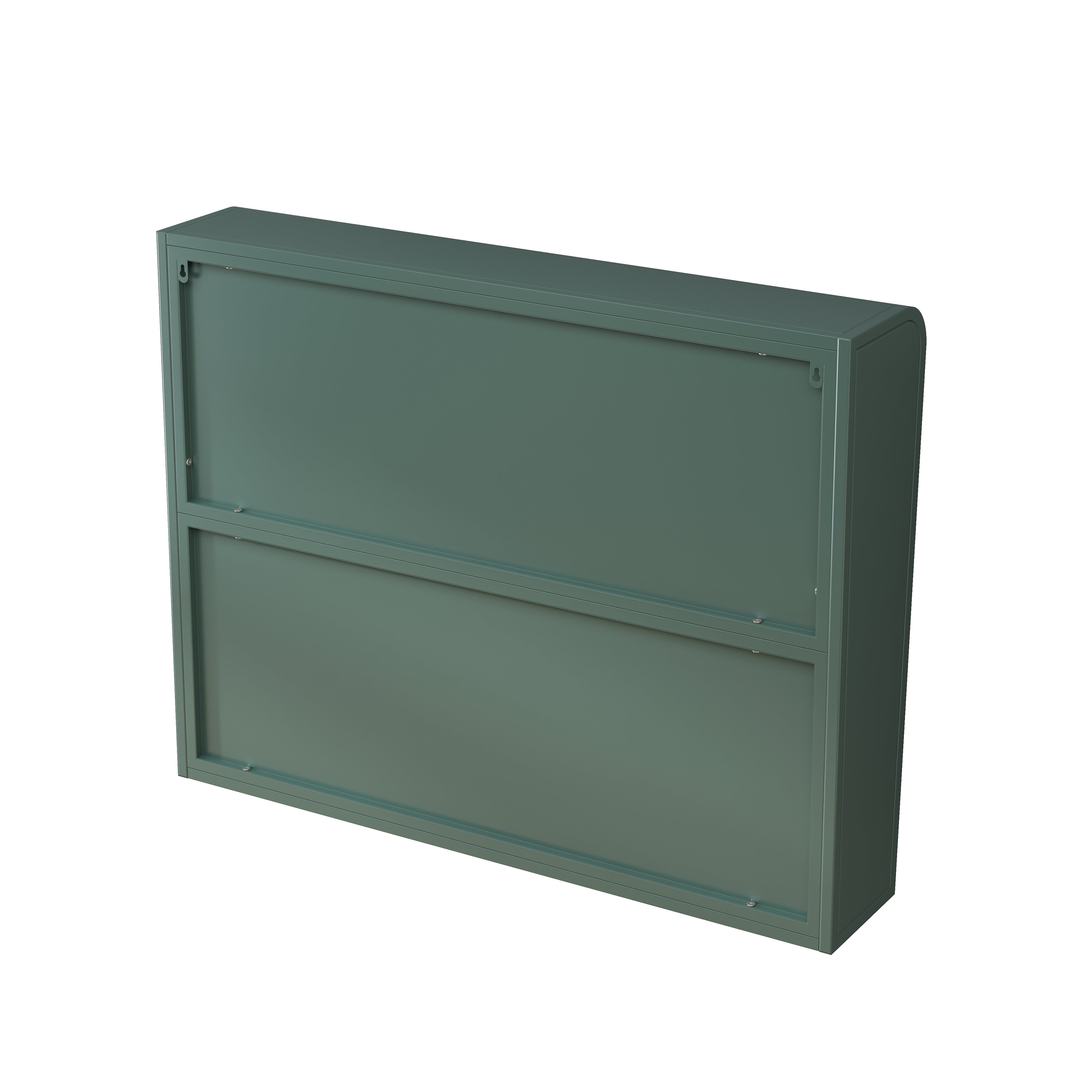Logidon driedeurs gebogen glazen wandvitrine donkergroen