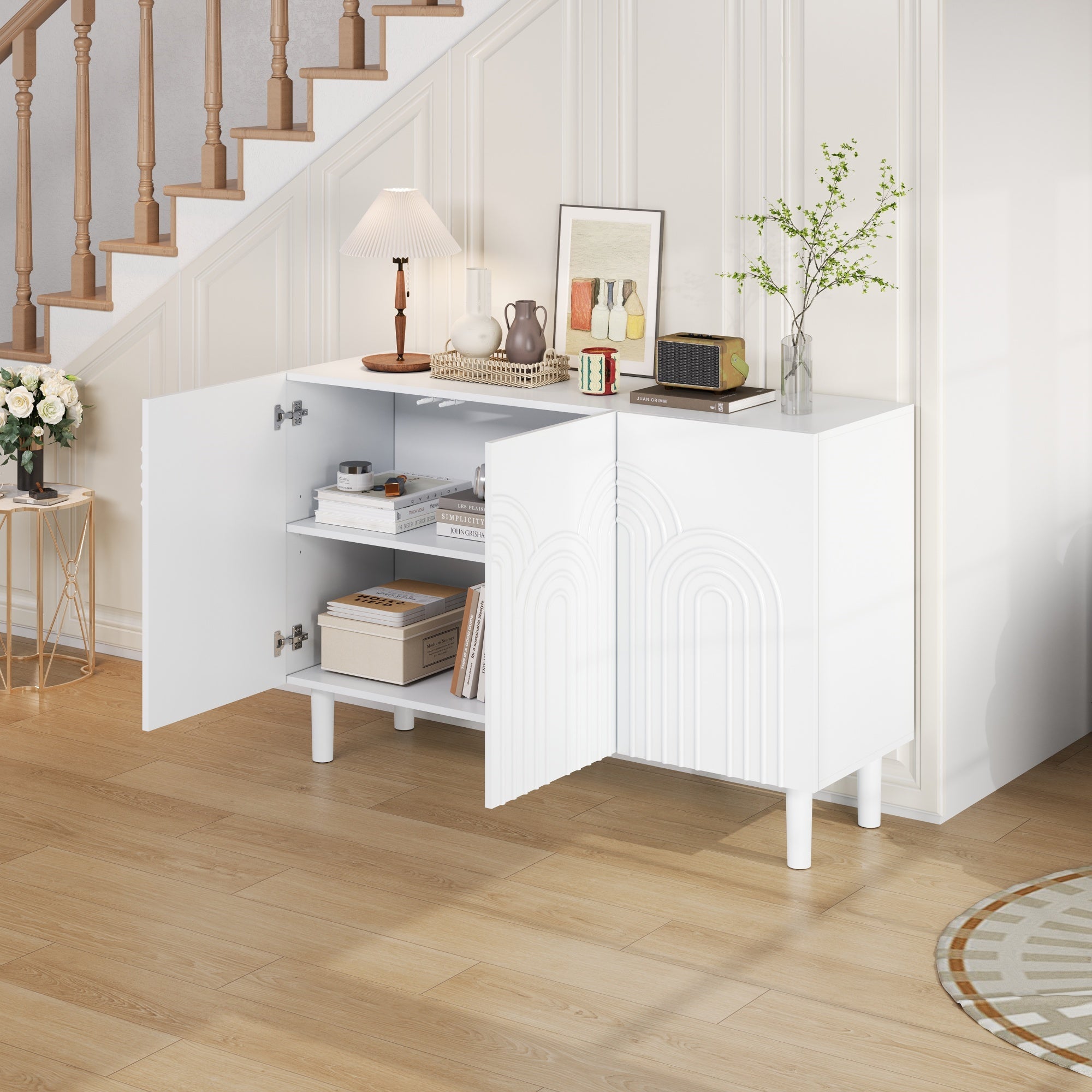 Logidon Dressoir 120x38,5x79 cm Wit MDF met 3 deuren