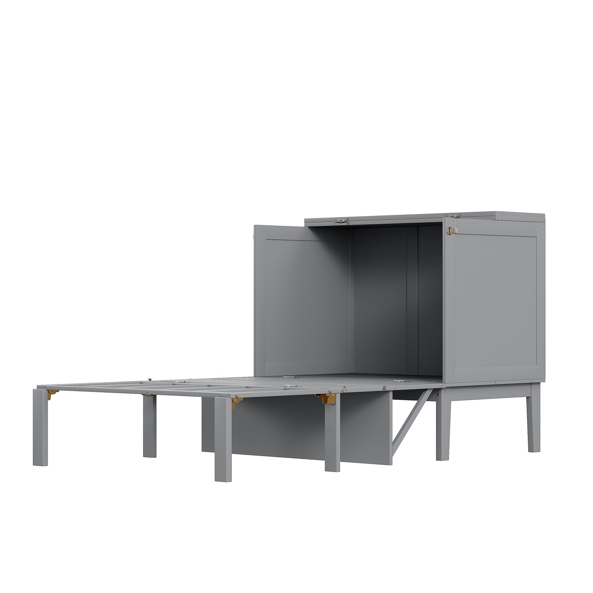 Logidon Murphy bed 90x200 grijs verticaal opklapbed met lattenbodem