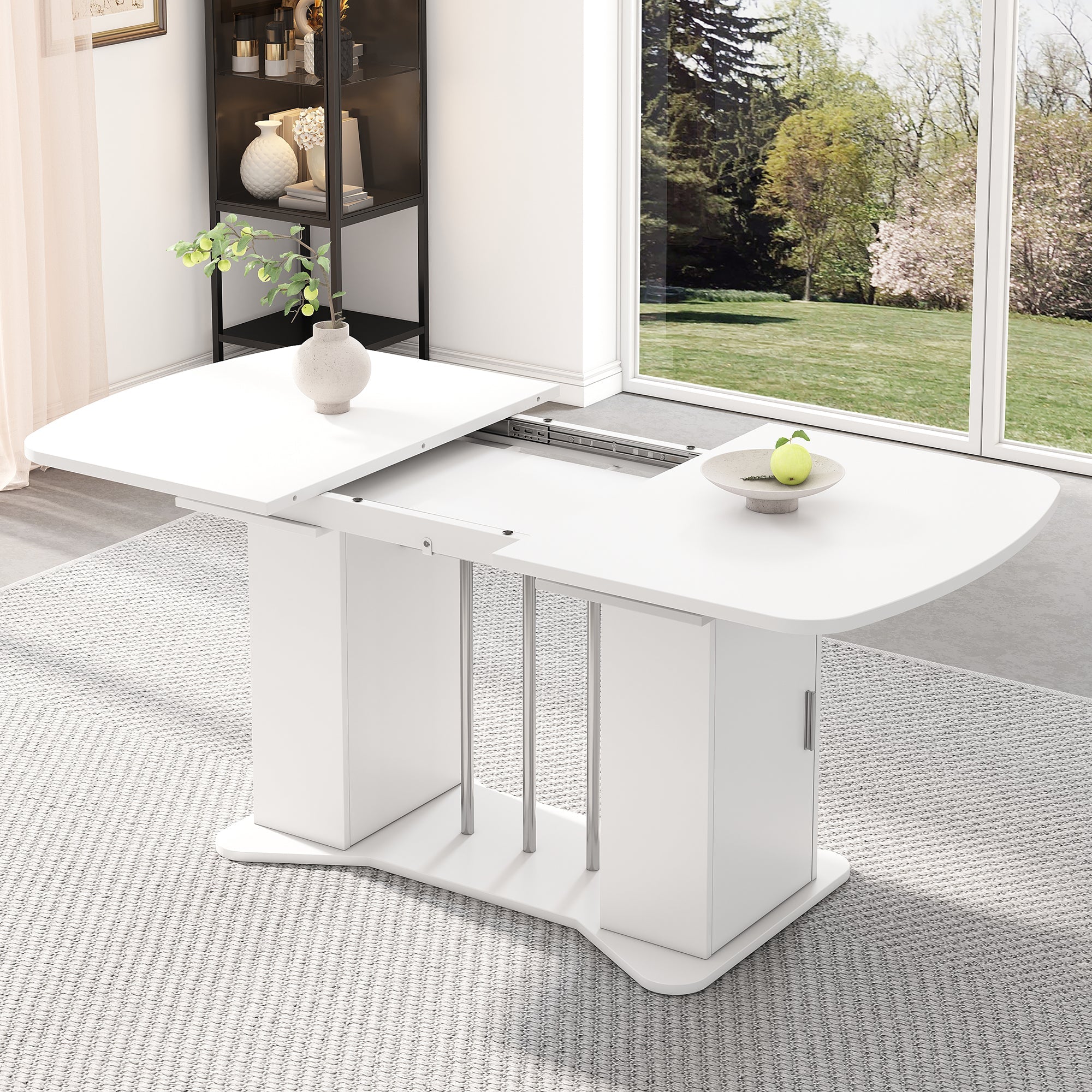 Logidon uitschuifbare eettafel 120/160x80 wit met opbergpoten
