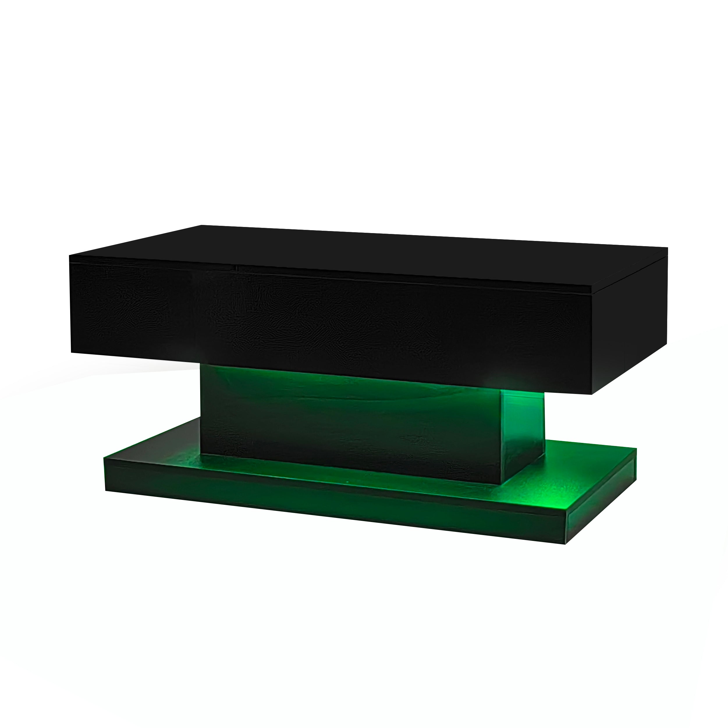 Logidon hoogglans liftsalontafel zwart 100x50x45 cm LED-verlichting