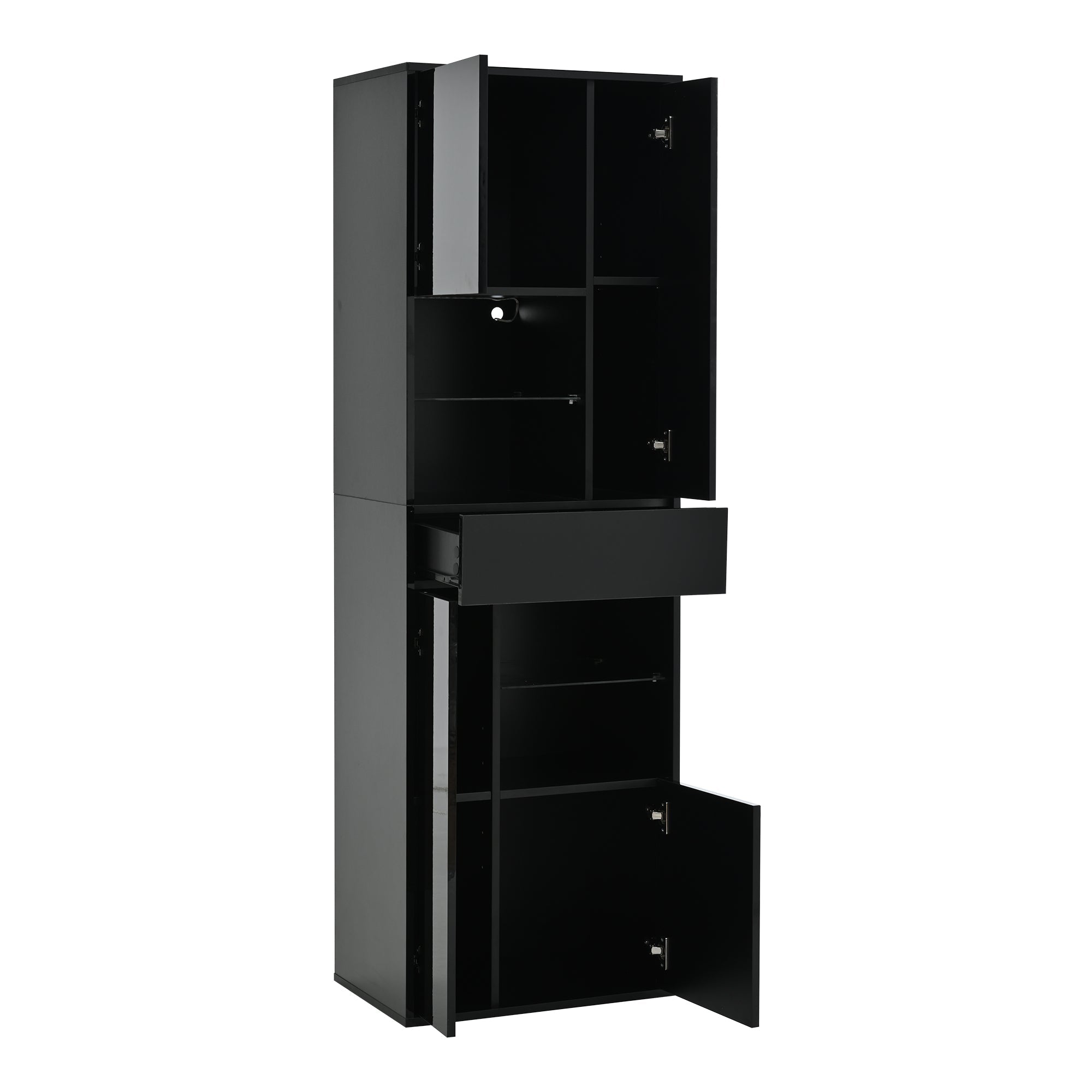 Logidon zwarte hoogglans glazen vitrine 55 x 38 x 170 cm LED-verlichting