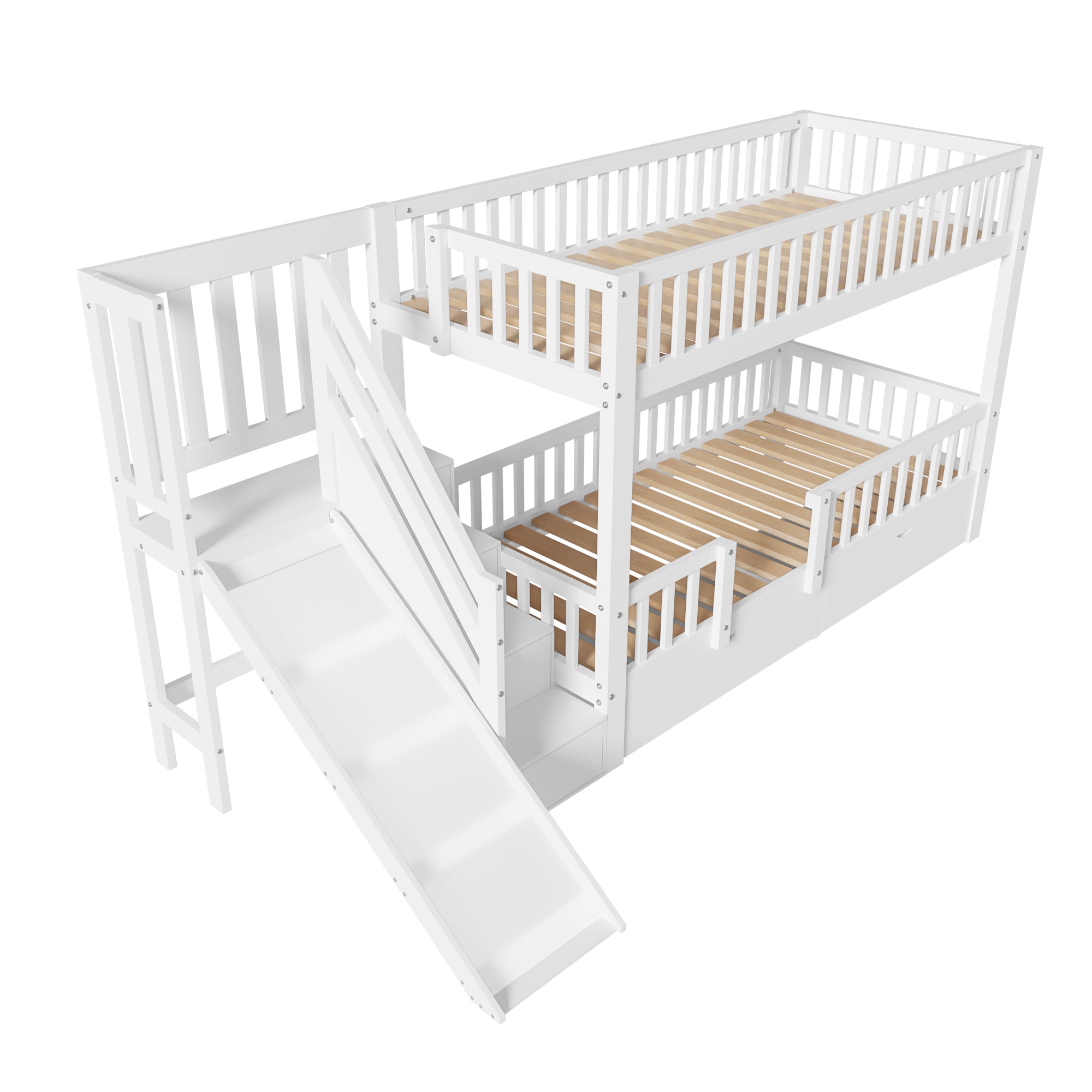 Logidon kinderstapelbed wit 90x200 cm met glijbaan en trap