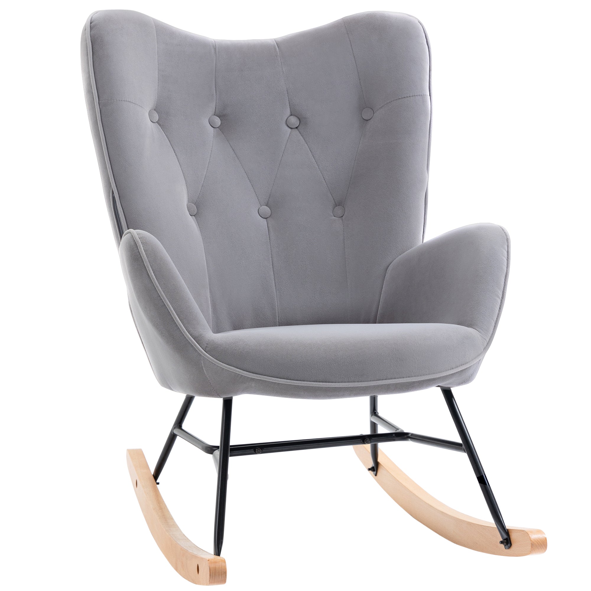 Logidon schommelstoel ergonomisch met fluweellook lichtgrijs tot 150 kg