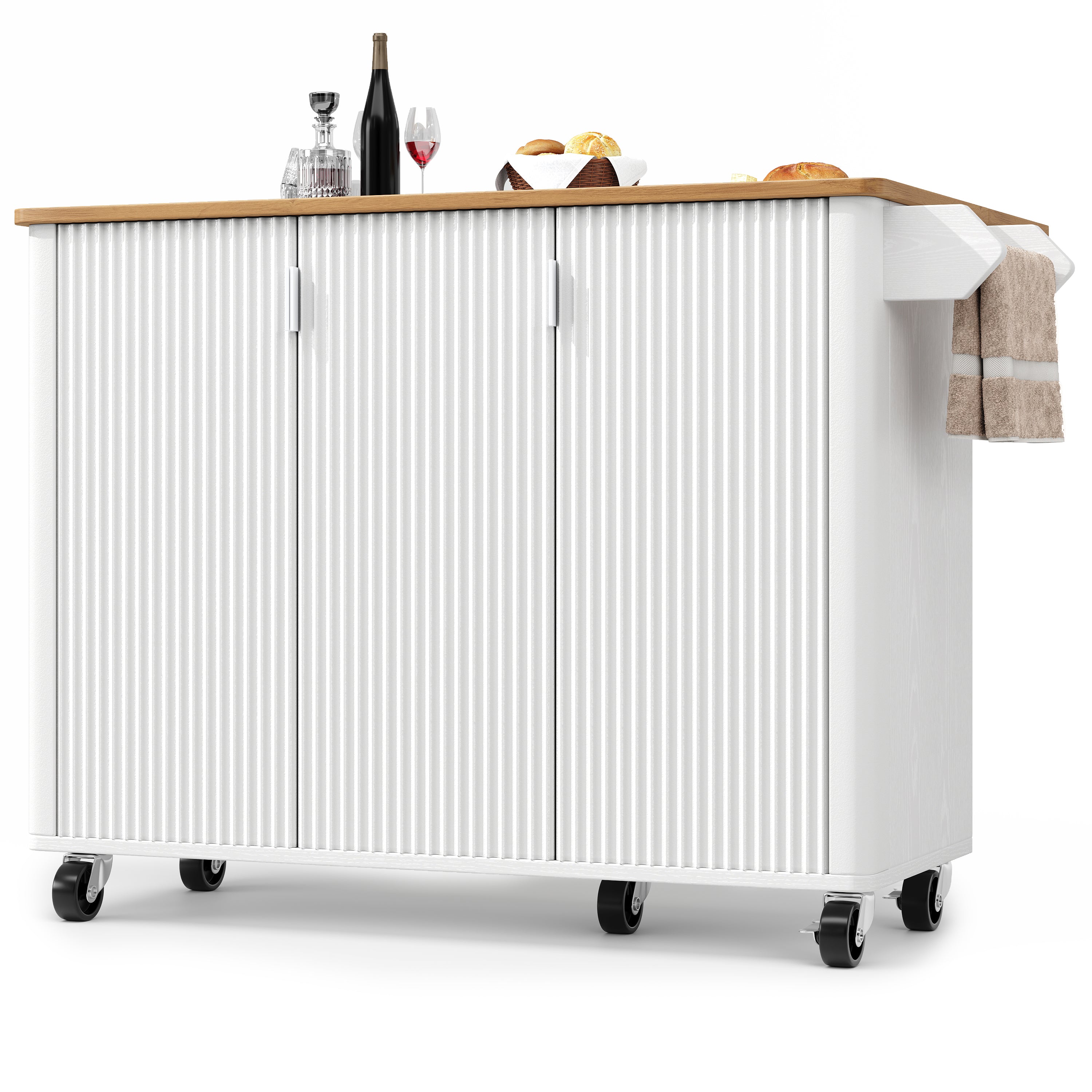 Logidon kitchen island 130x45(75)x92 cm white-black, extendable