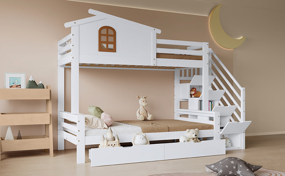 Logidon stapelbed kinderbed wit naturel 90x200 120x200 twee lades