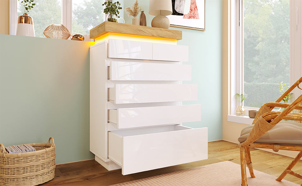 Logidon sideboard 6 drawers white 115x73x39 cm LED app control