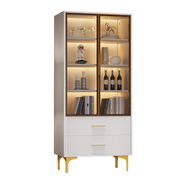 Logidon Elegant White Glass Display Cabinet 70x35x150 cm Teal Glass Doors