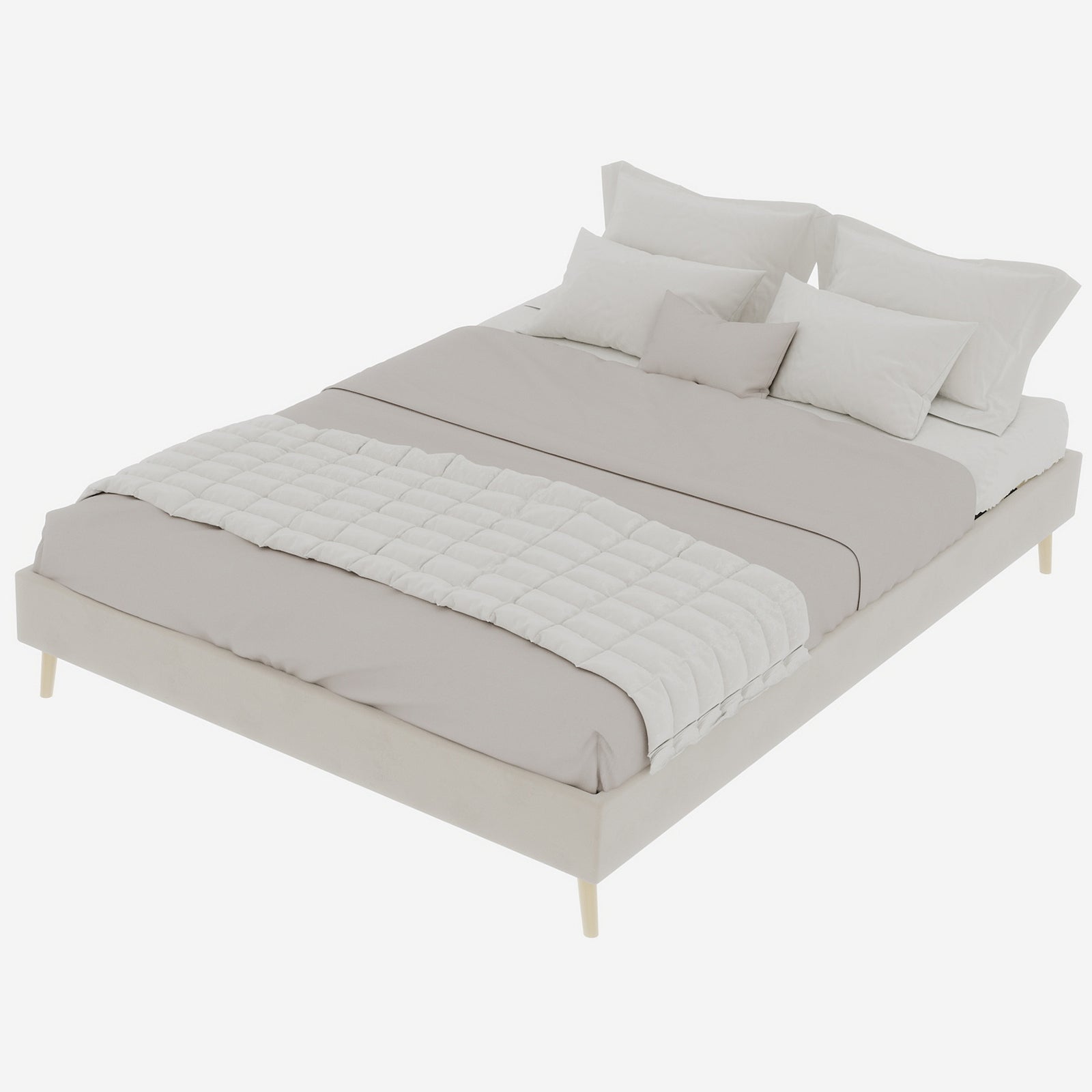 Logidon Modern Minimalistisch Bedframe 160x200 Beige Nederlands Fluweel