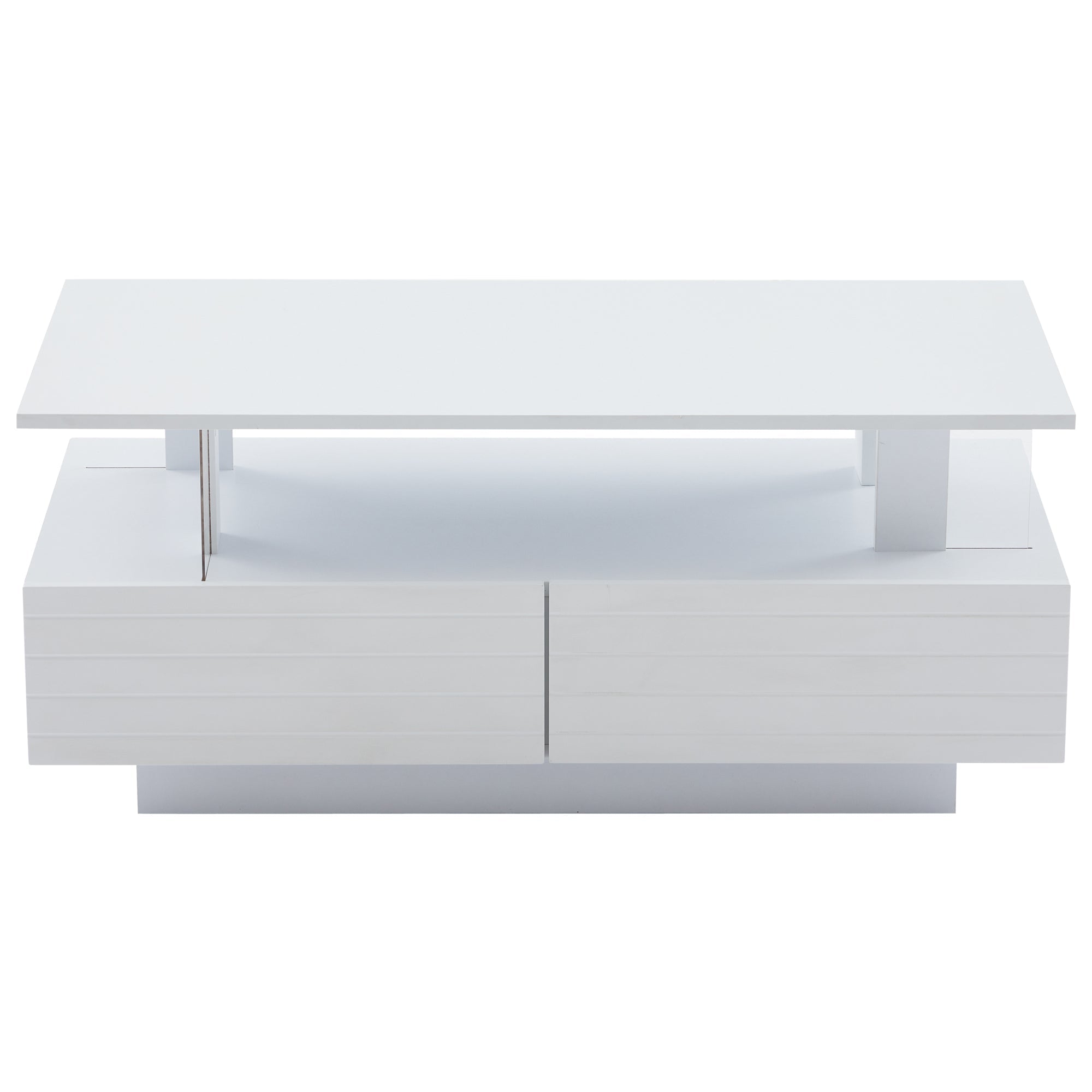 Logidon Witte LED Salontafel met Opbergruimte Bluetooth App Bediening 100x50x42 Cm