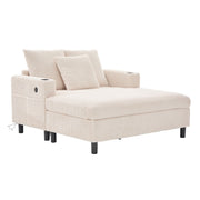 Logidon Chaise Longue Ligstoel Beige Fluweel Met USB LED-verlichting