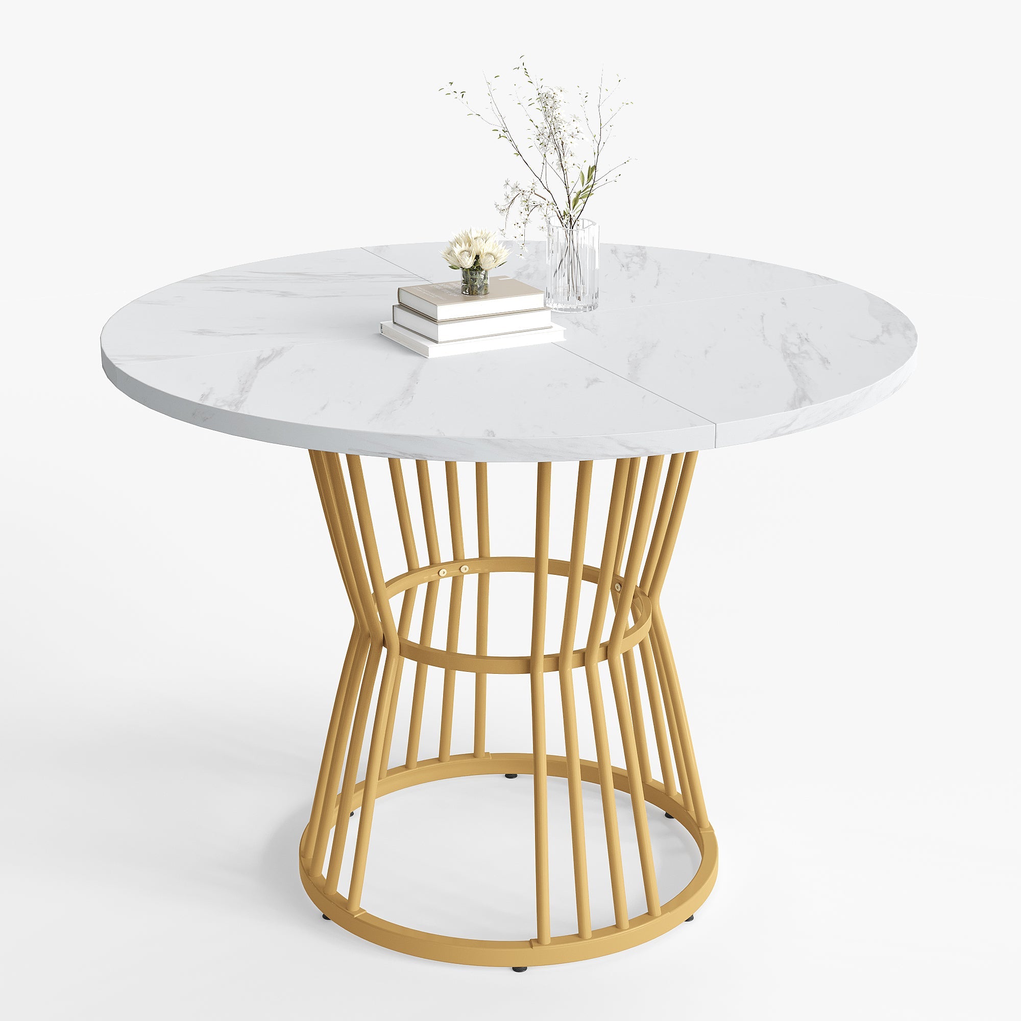 Logidon ronde eettafel wit goud marmerlook MDF 100 cm diameter