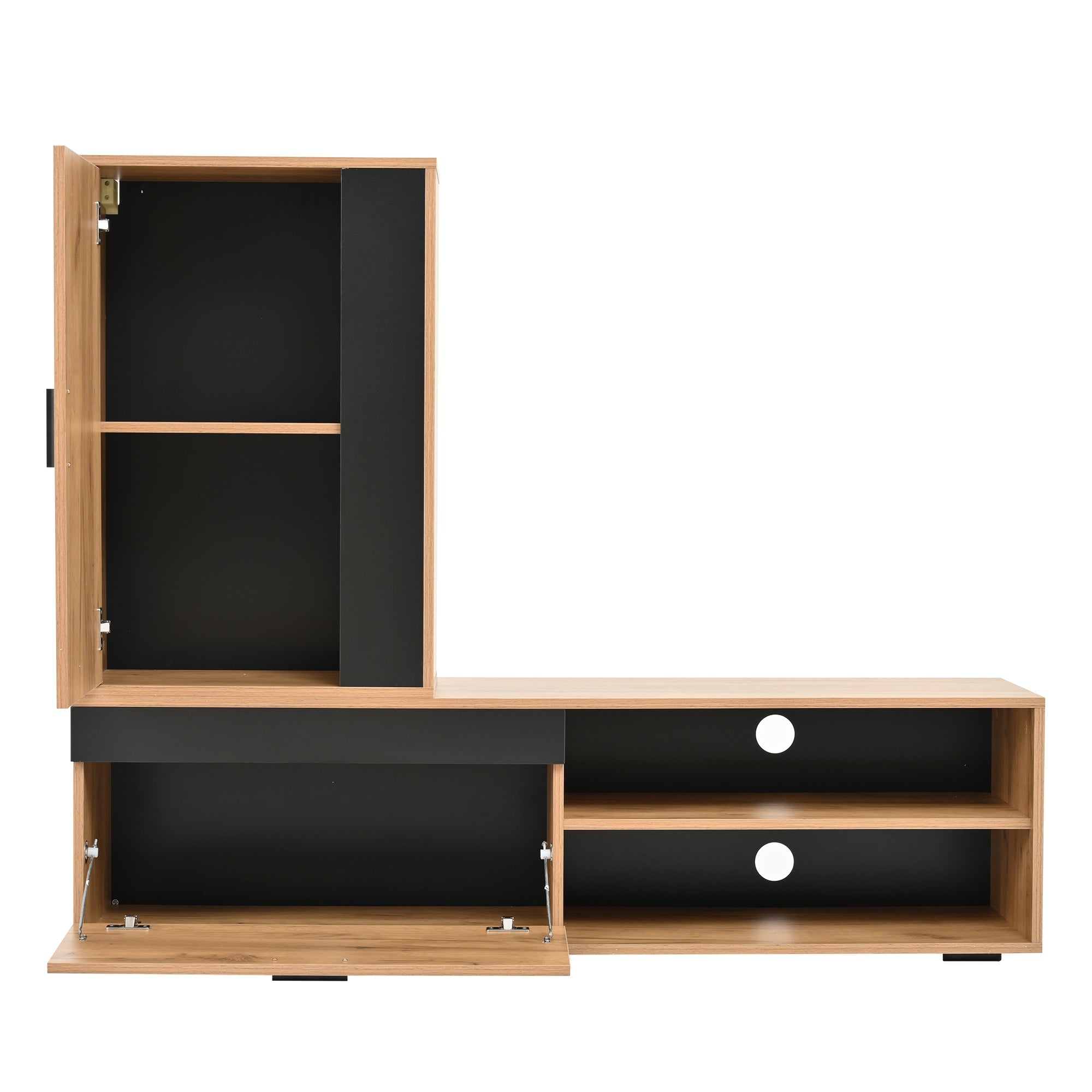 Logidon TV wandmeubelset 140 cm driedelig hout zwart